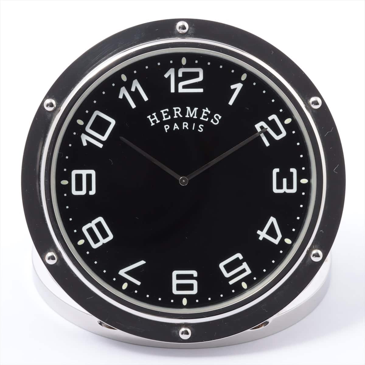 Hermès Clipper Rebel Table Clock PE-CL1.710 SS QZ Black-Face