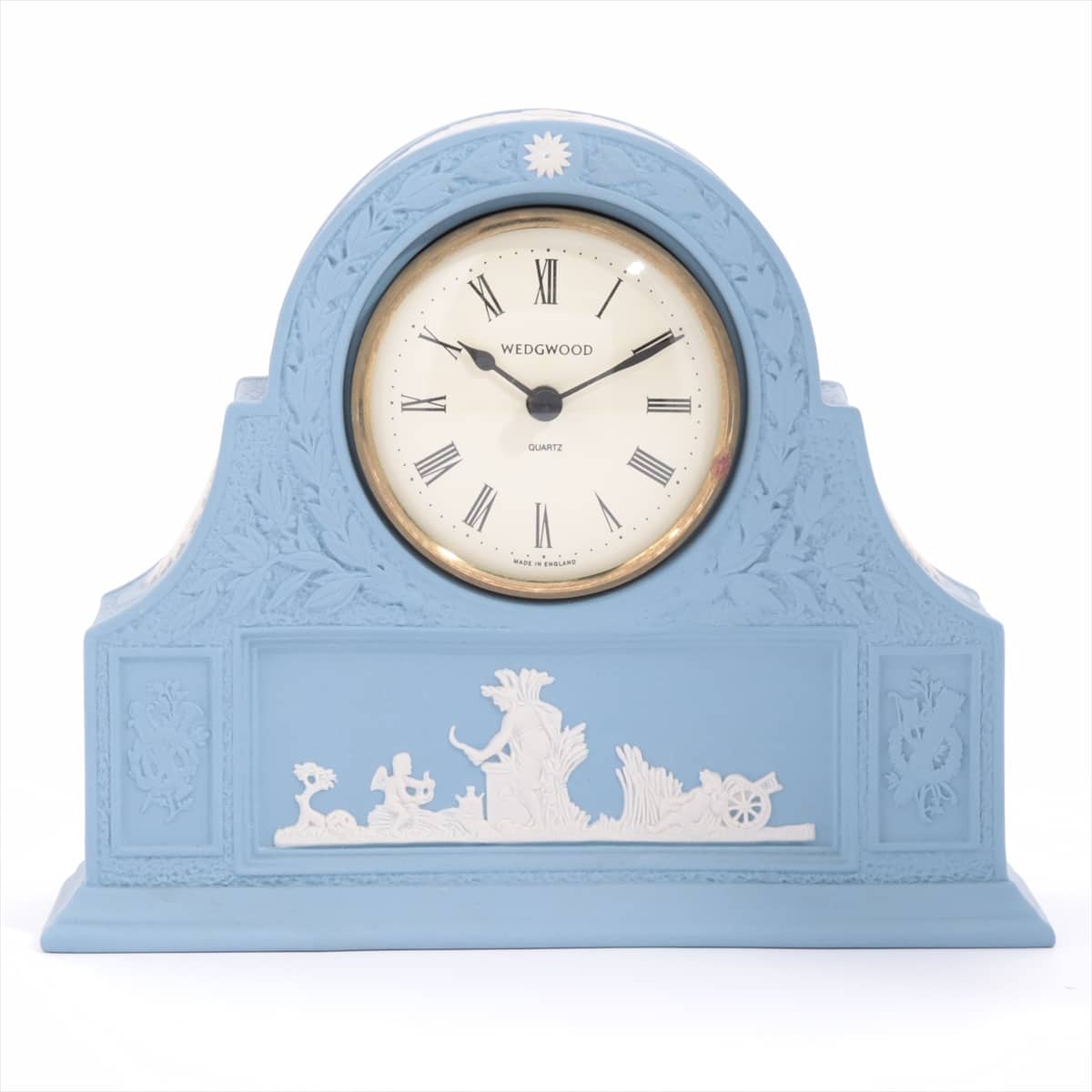 Wedgwood Table Clock SS×GP QZ White-Face