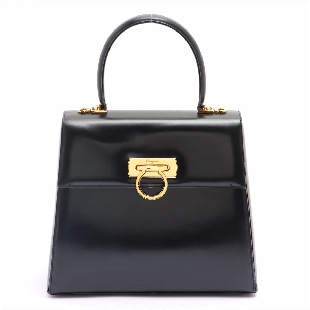 Ferragamo Gancini Leather 2way handbag Black