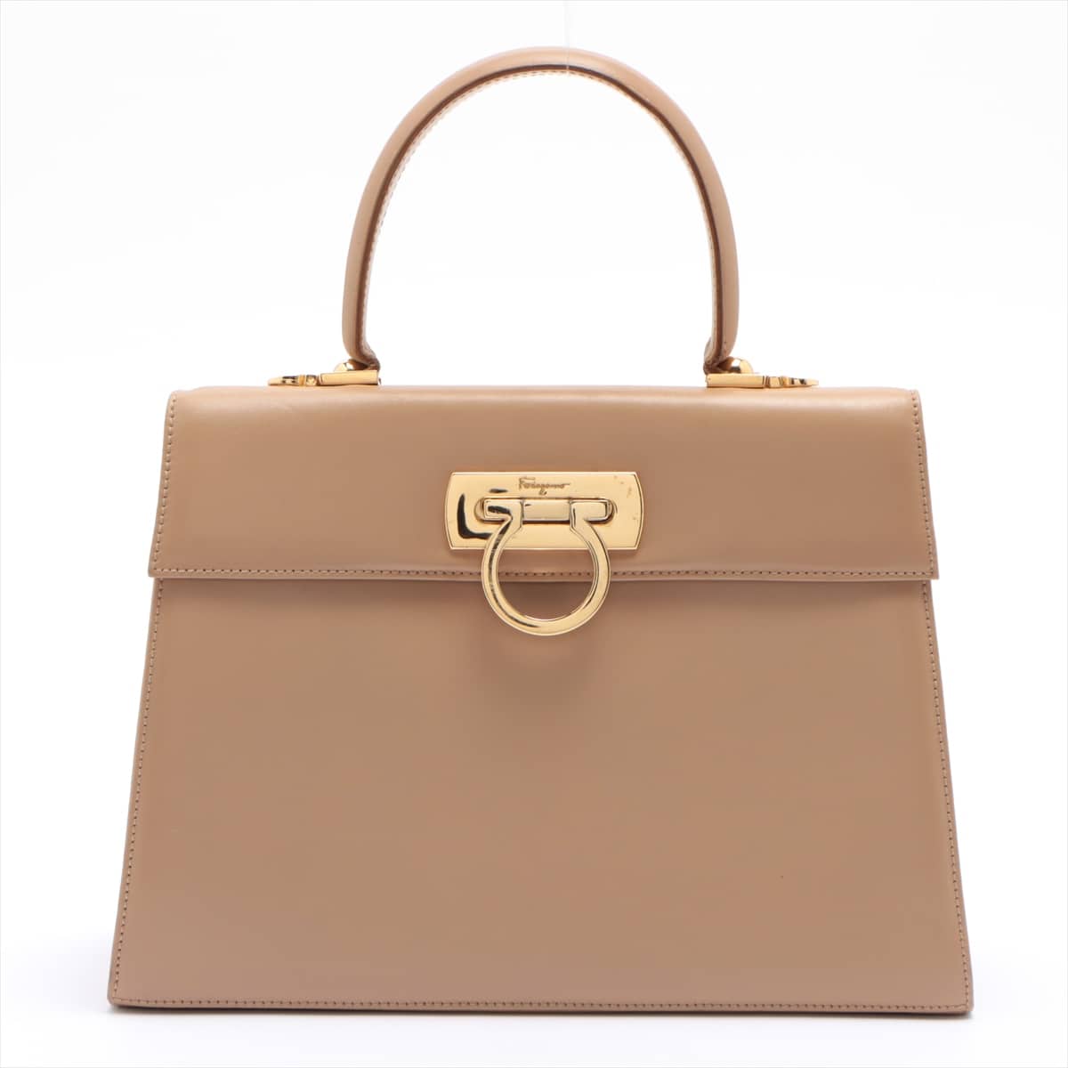 Ferragamo Gancini Leather 2way handbag Beige
