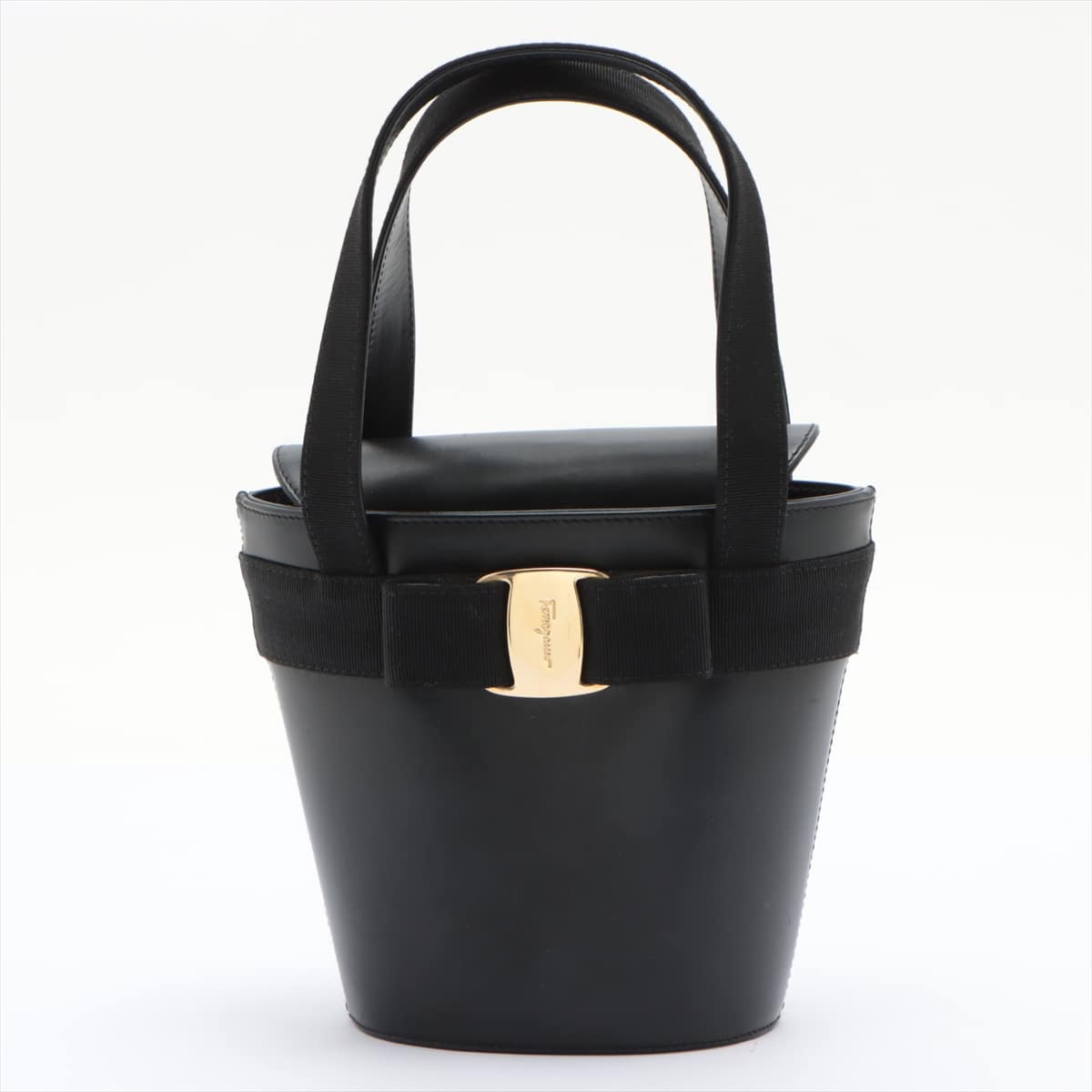 Ferragamo Vara bow Leather Hand bag Black