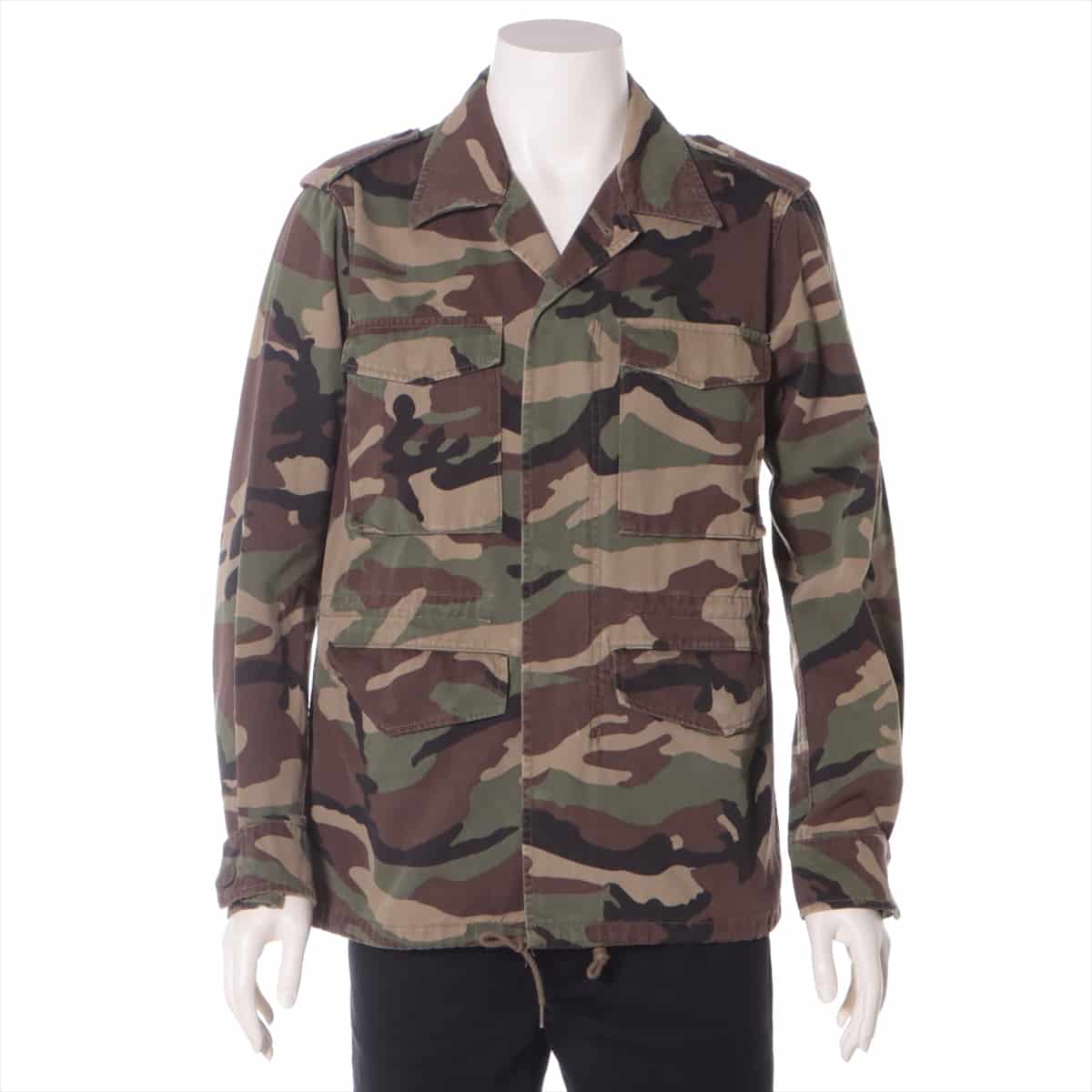 Saint Laurent Paris 17SS Cotton Military jacket XS Men's Khaki  454701 love patch