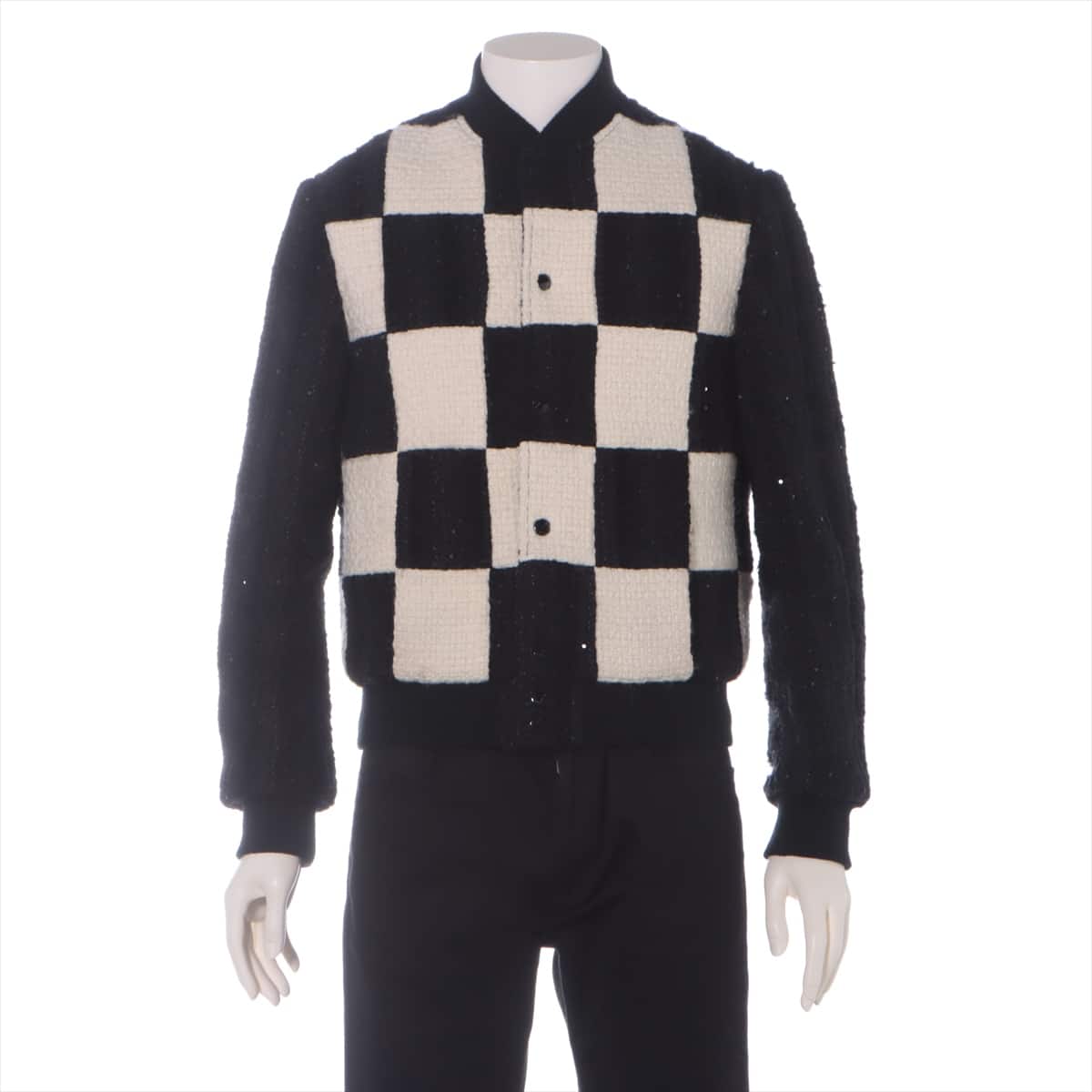 Saint Laurent Paris 18AW Wool & Mohair Blouson 42 Men's Black × White  543689 Tweed sequin check teddy jacket