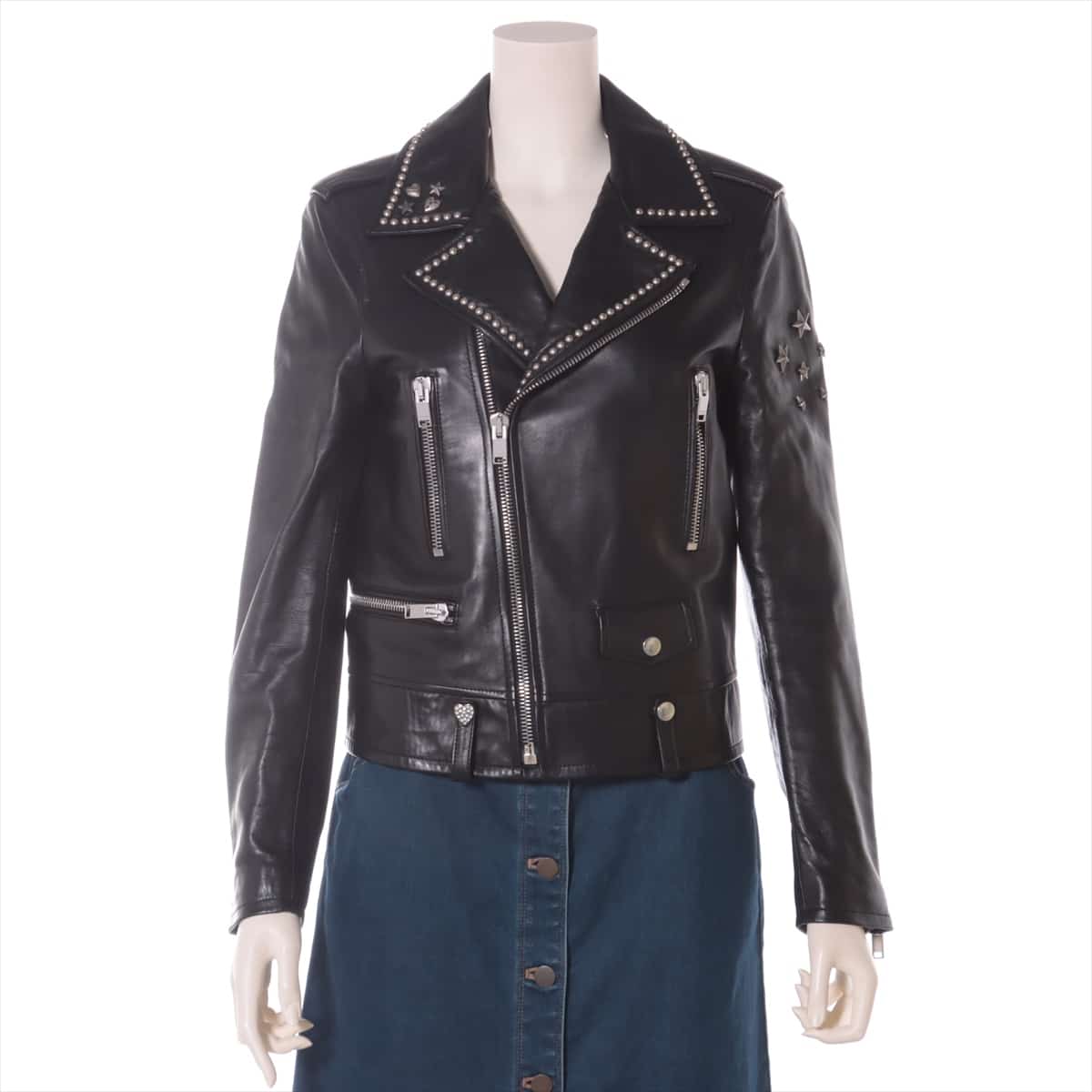 Saint Laurent Paris 17 years Lam Leather jacket F40 Ladies' Black  483140
