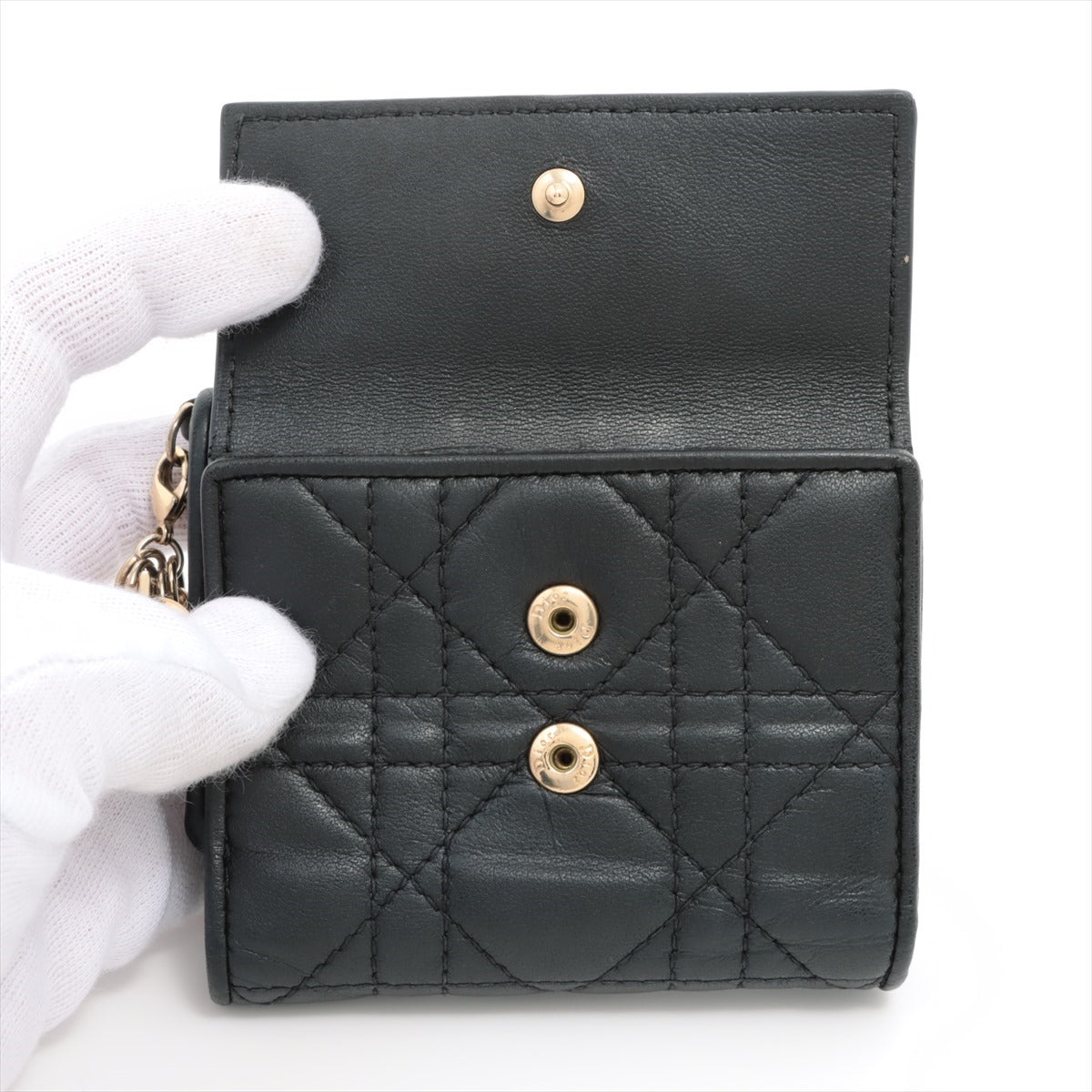 DIOR Lady Dior Leather Wallet Black
