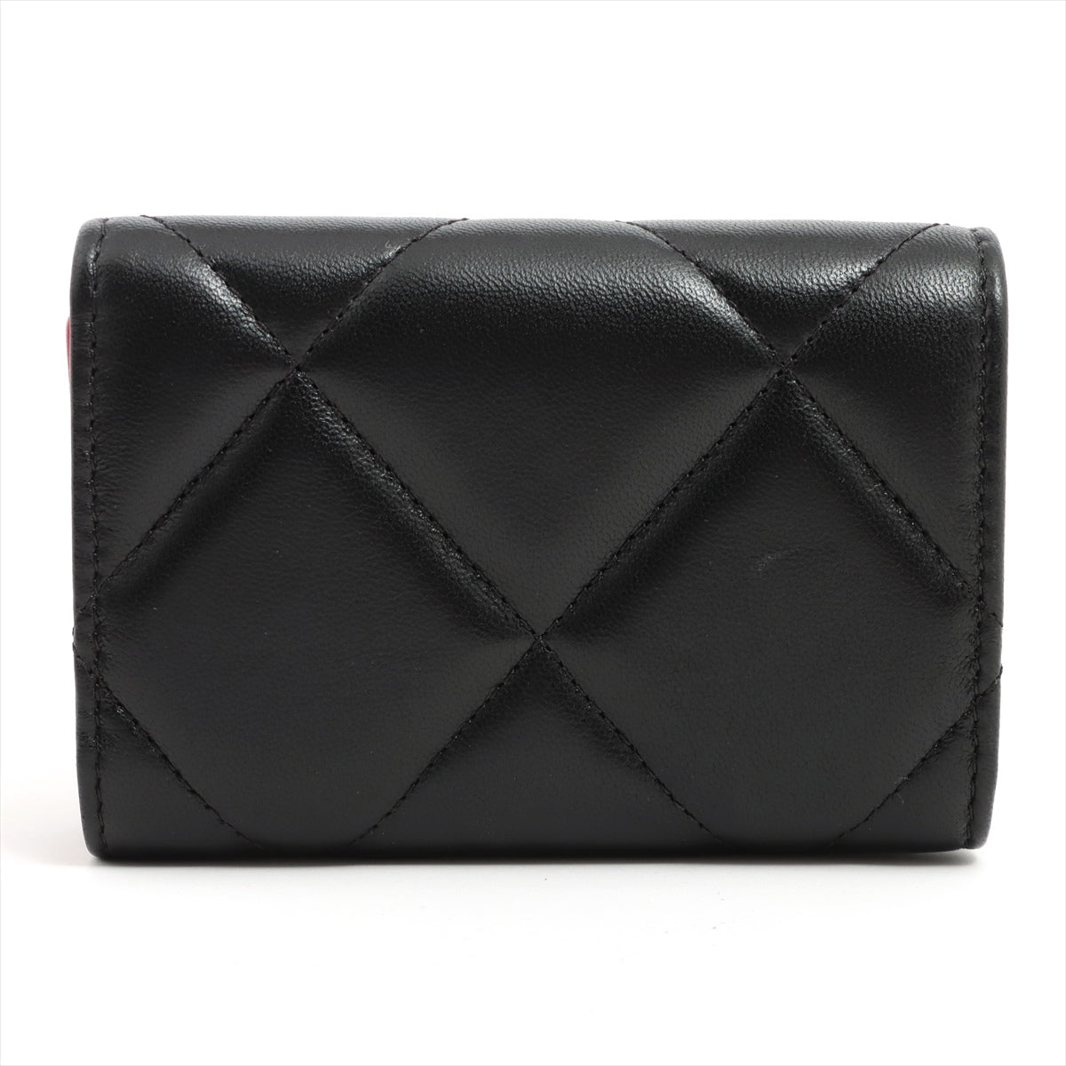 Chanel CHANEL 19 Lambskin Wallet Black Gold Metal fittings 31st