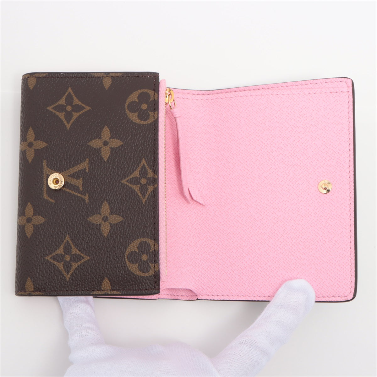 Louis Vuitton Monogram Portefeuille Victorine M82622 Brown x pink Compact Wallet responsive RFID