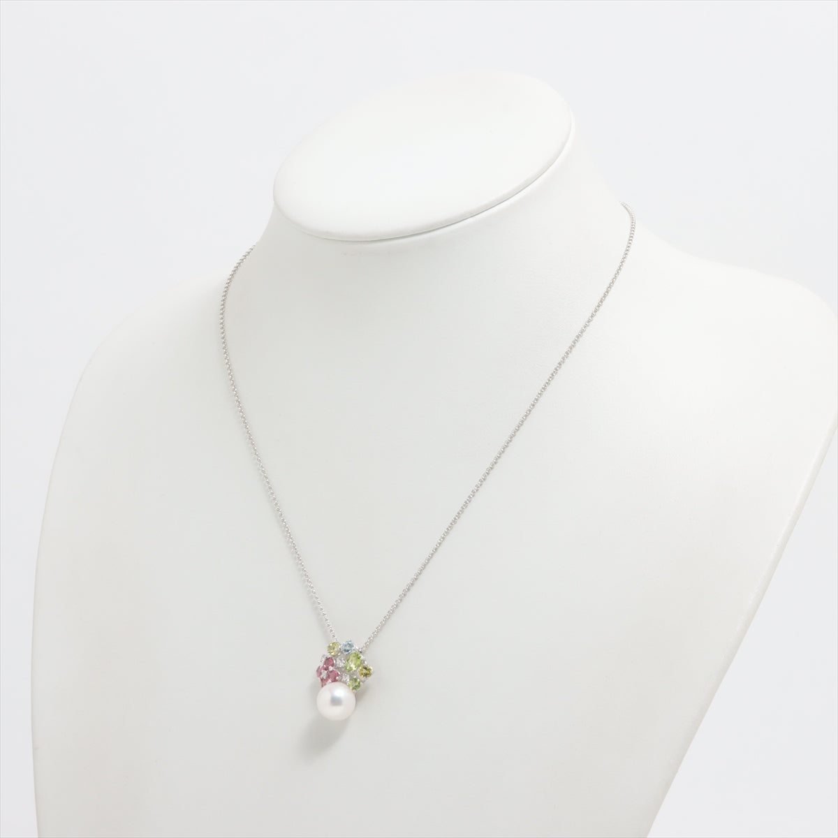 TASAKI Pearl Colored stone Necklace K18WG 7.5g 0.13 Approx. 10.0 mm diamond