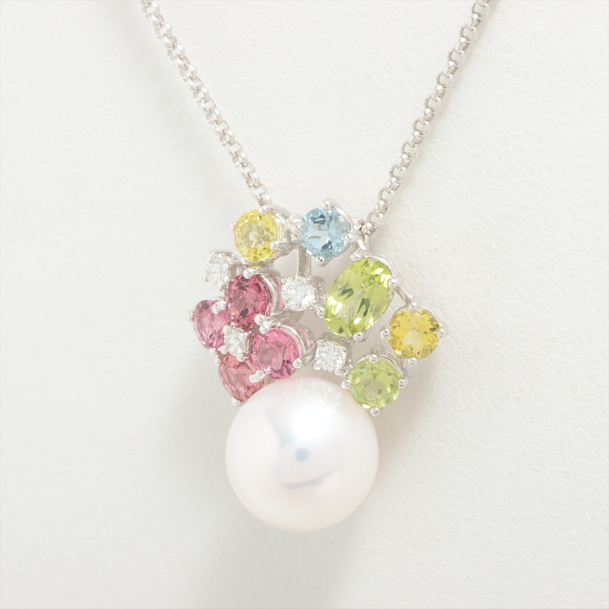 TASAKI Pearl Colored stone Necklace K18WG 7.5g 0.13 Approx. 10.0 mm diamond