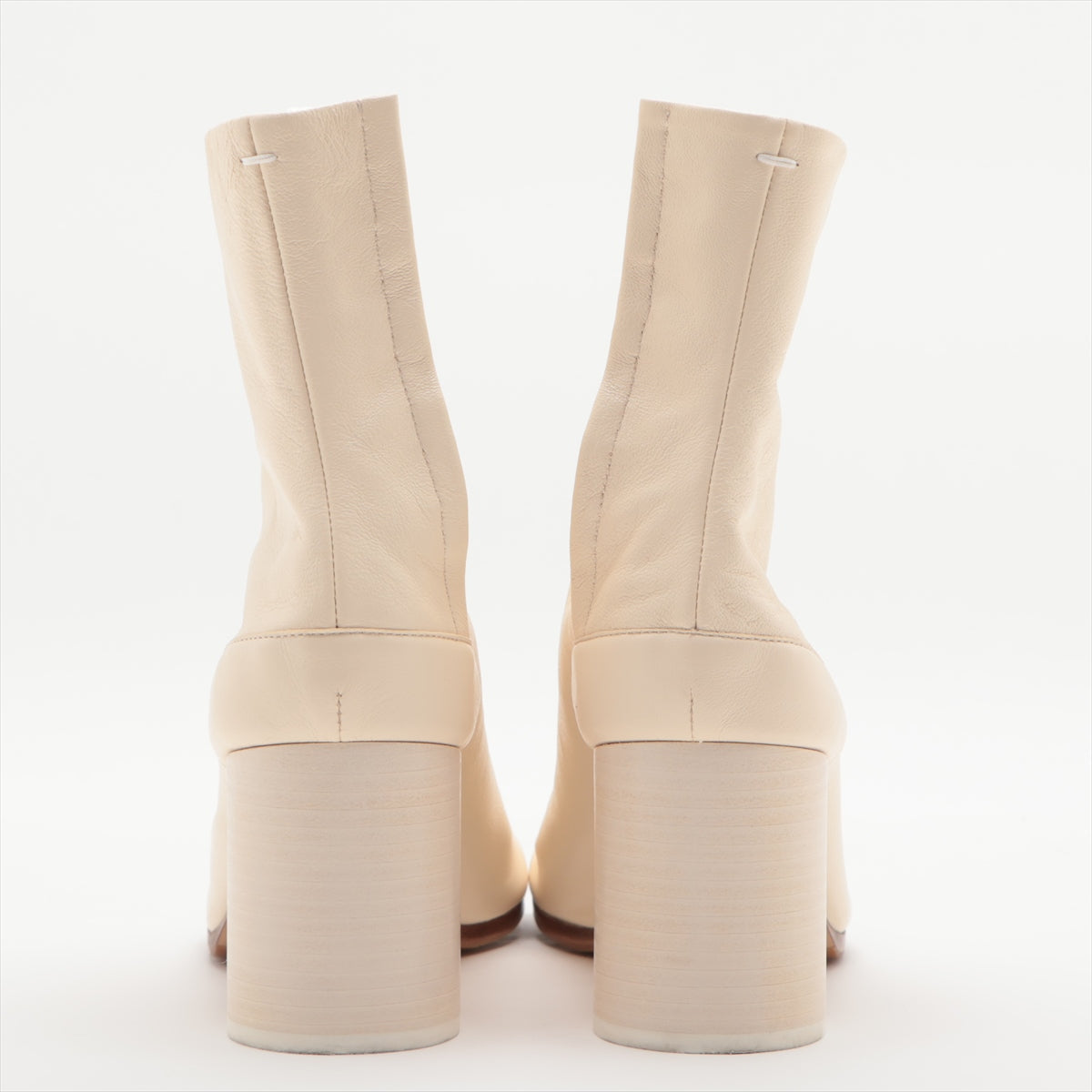 Maison Margiela TABI Leather Short Boots 37 Ladies' Ivory 22 S58WU0260