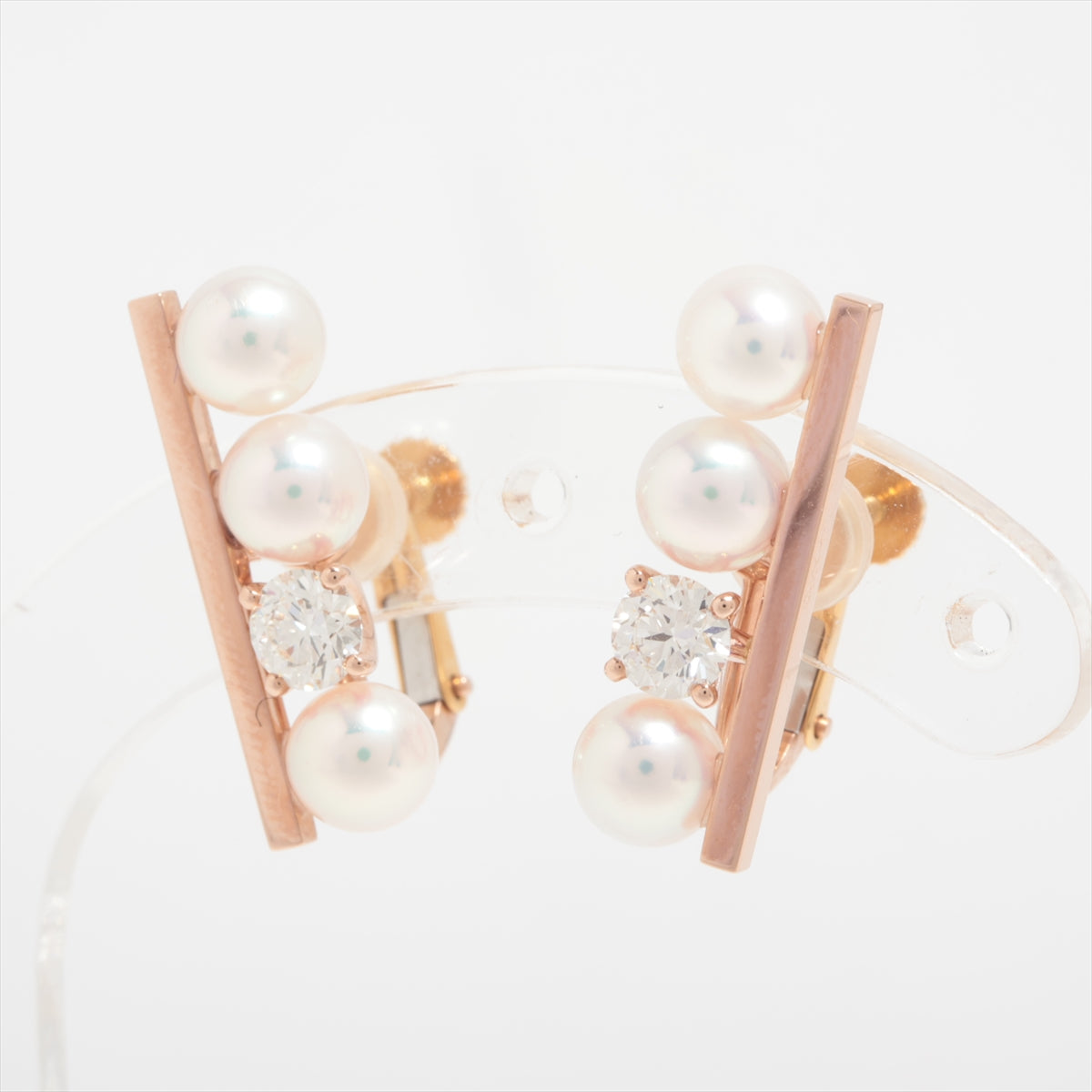 TASAKI Balance Pearl diamond Earings 750(YG×PG) Total 5.8g 0.30 Approx. 5.5mm E-3960
