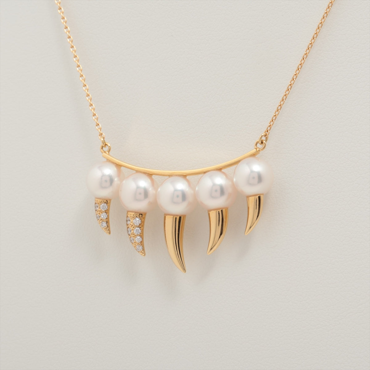 TASAKI Danger Fang Pearl diamond Necklace 750(YG) 8.7g 0.09 Approx. 7.0 mm P15641