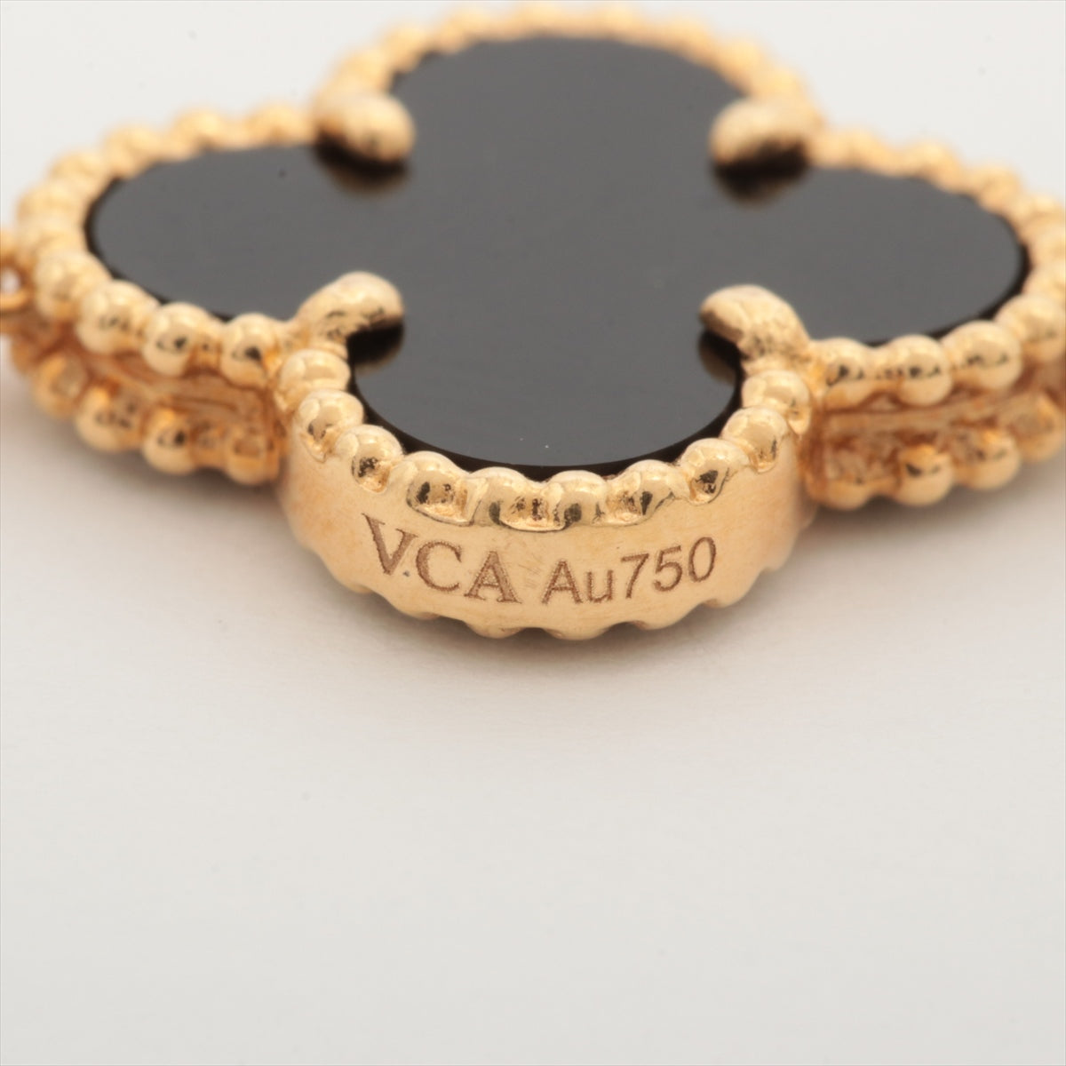 Van Cleef & Arpels Vintage Alhambra 10P Onyx Necklace 750(YG) 24.5g