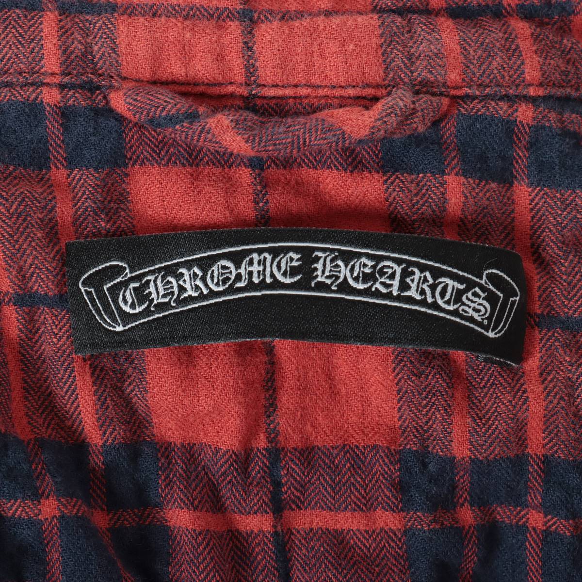 Chrome Hearts loose end Checked shirt Cotton & Polyurethane With invoice size L Red JVP Cross Patch Cross button