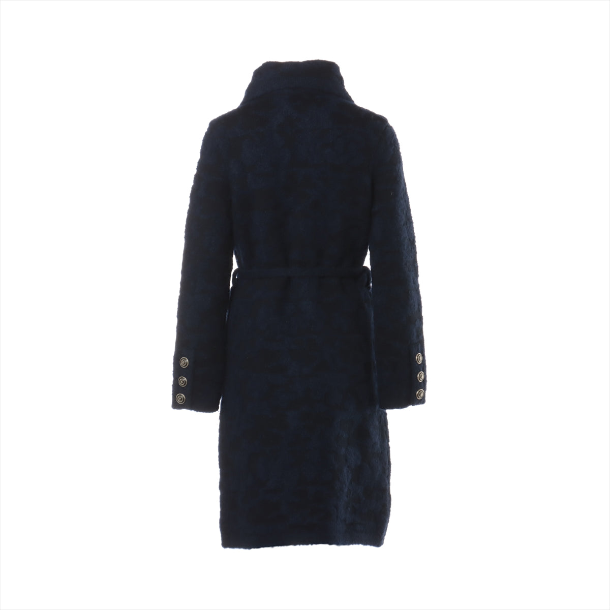 Chanel Coco Button P65 Wool x silk x alpaca coats 36 Ladies' Blue x Black  P65195
