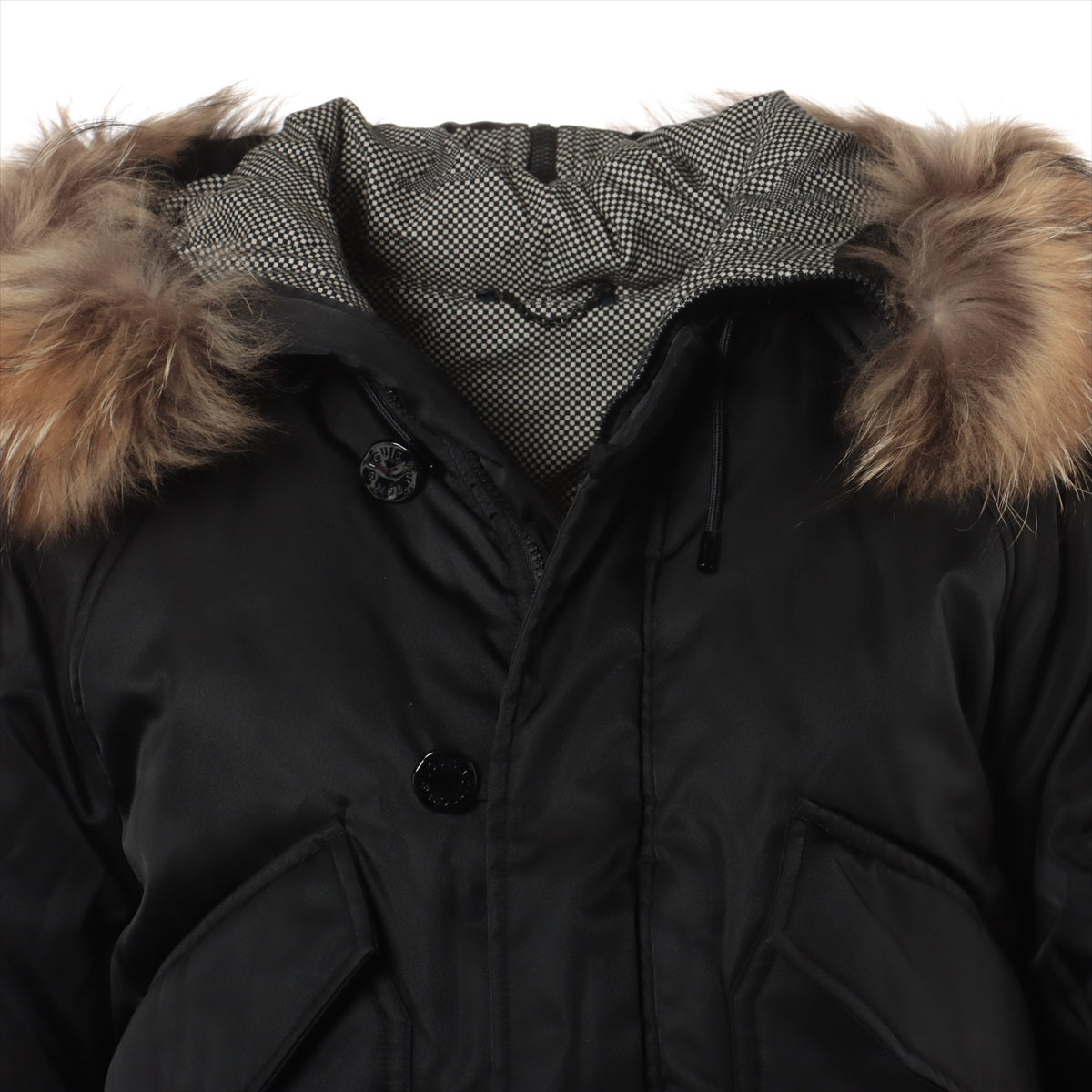 Louis Vuitton 20AW Nylon Jacket 46 Men's Black  Removable fur HJB02ERSL