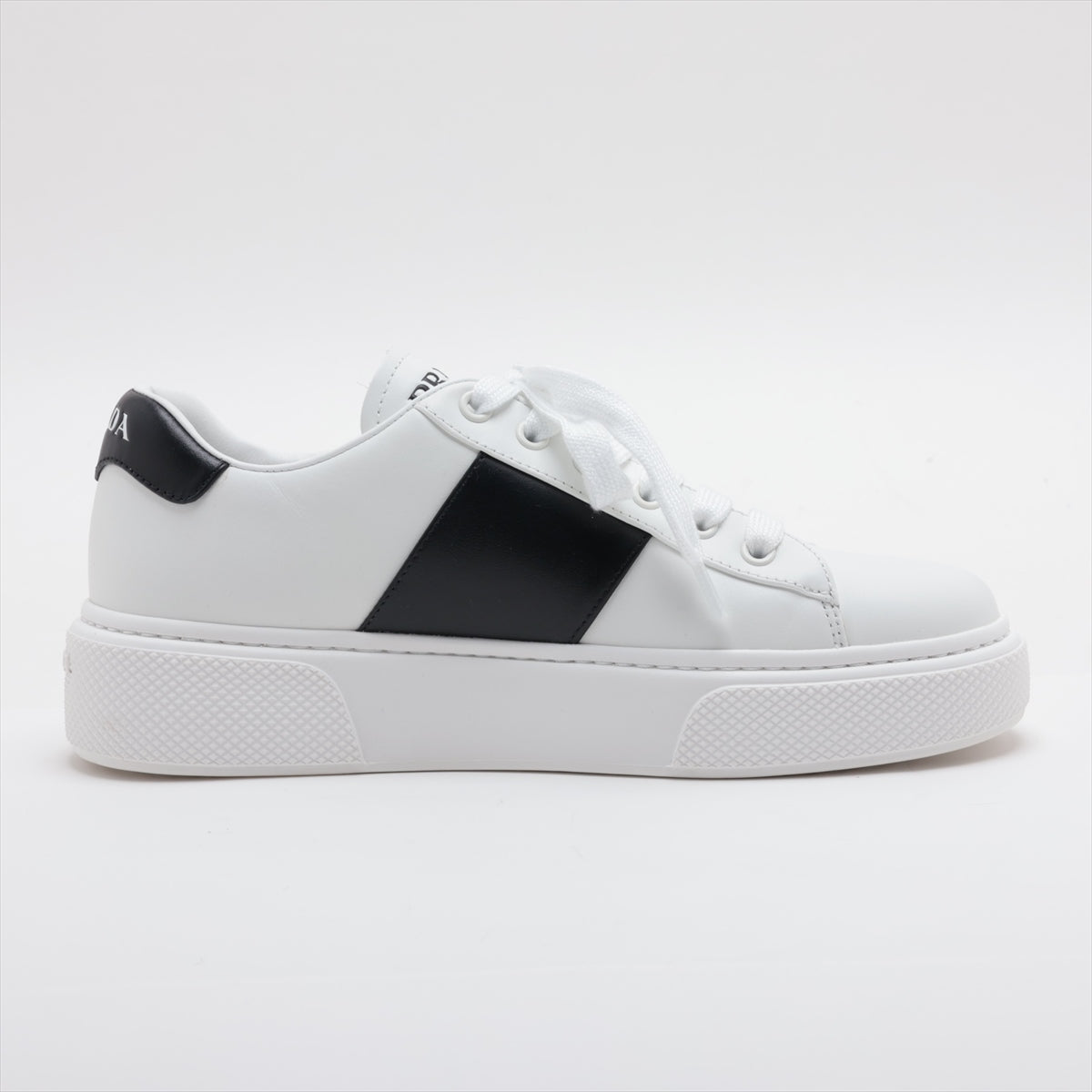 Prada Sport Leather Sneakers 36.5 Ladies' Black × White 1E223M There is a box