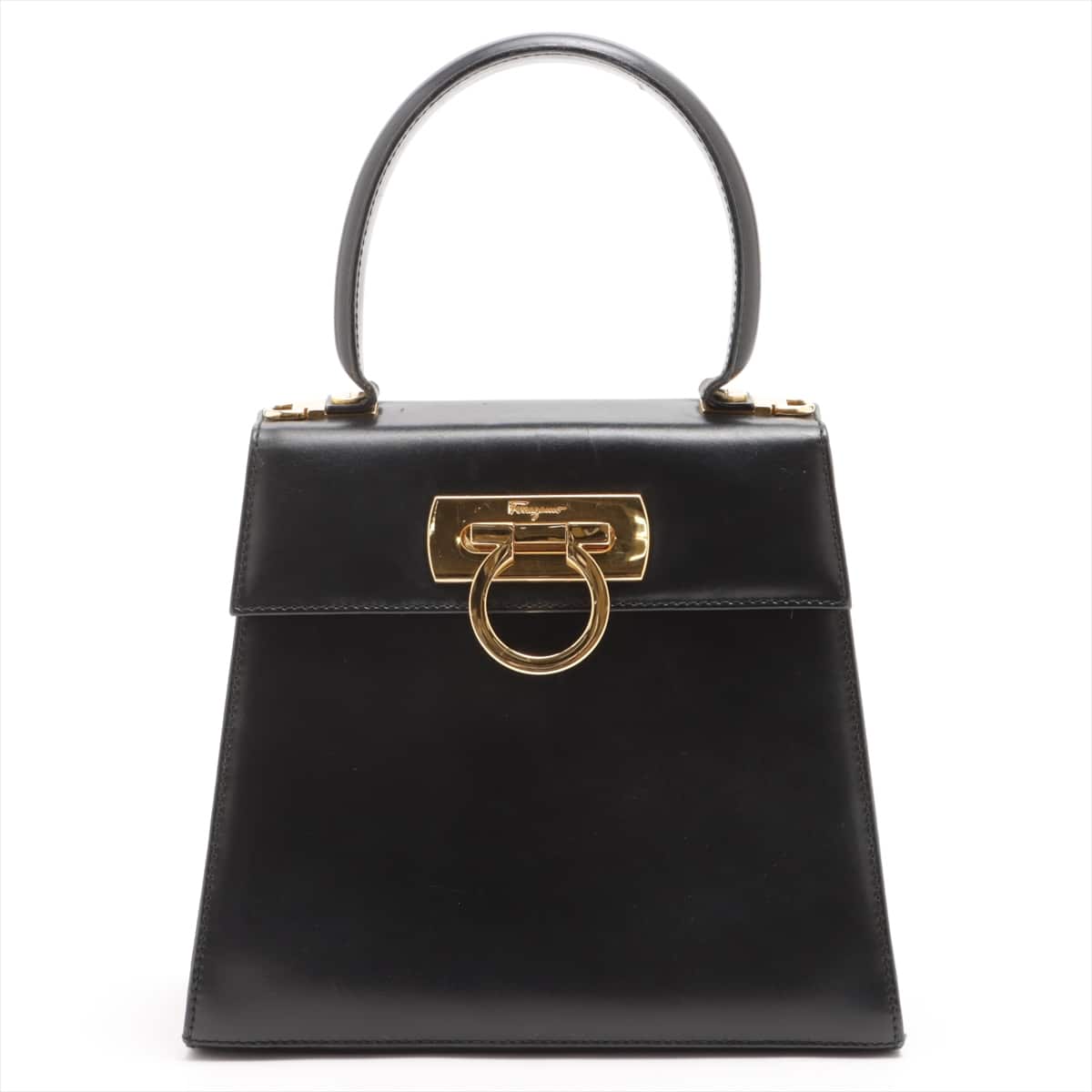 Ferragamo Gancini Leather 2way handbag Black