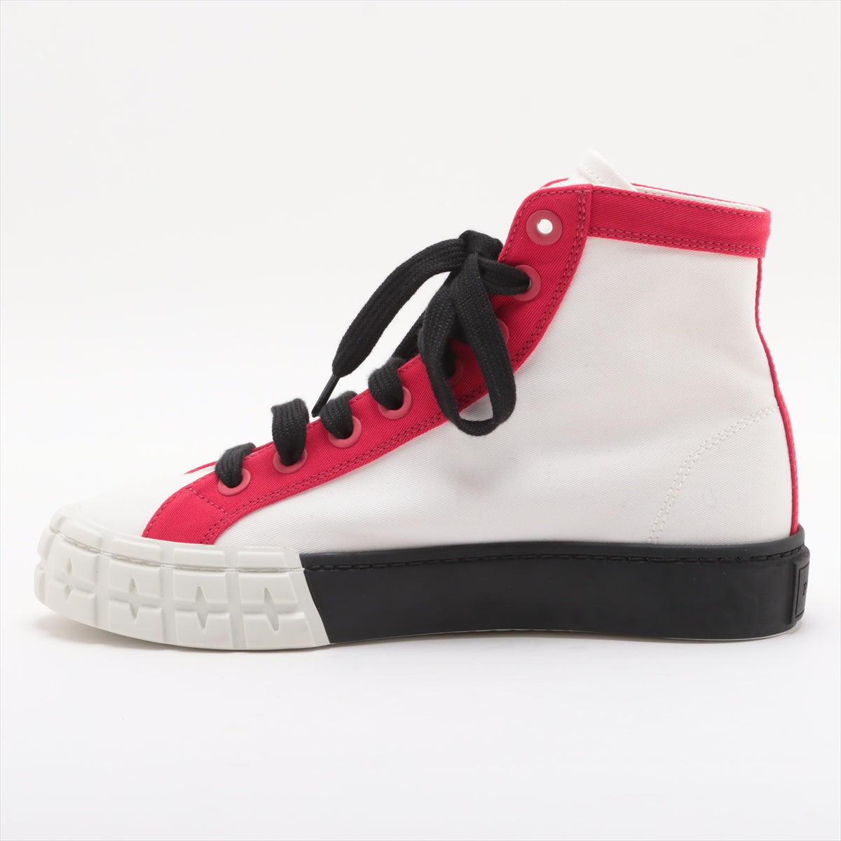Prada canvas High-top Sneakers 36 Ladies' Red x white 1T941L Logo gabardine