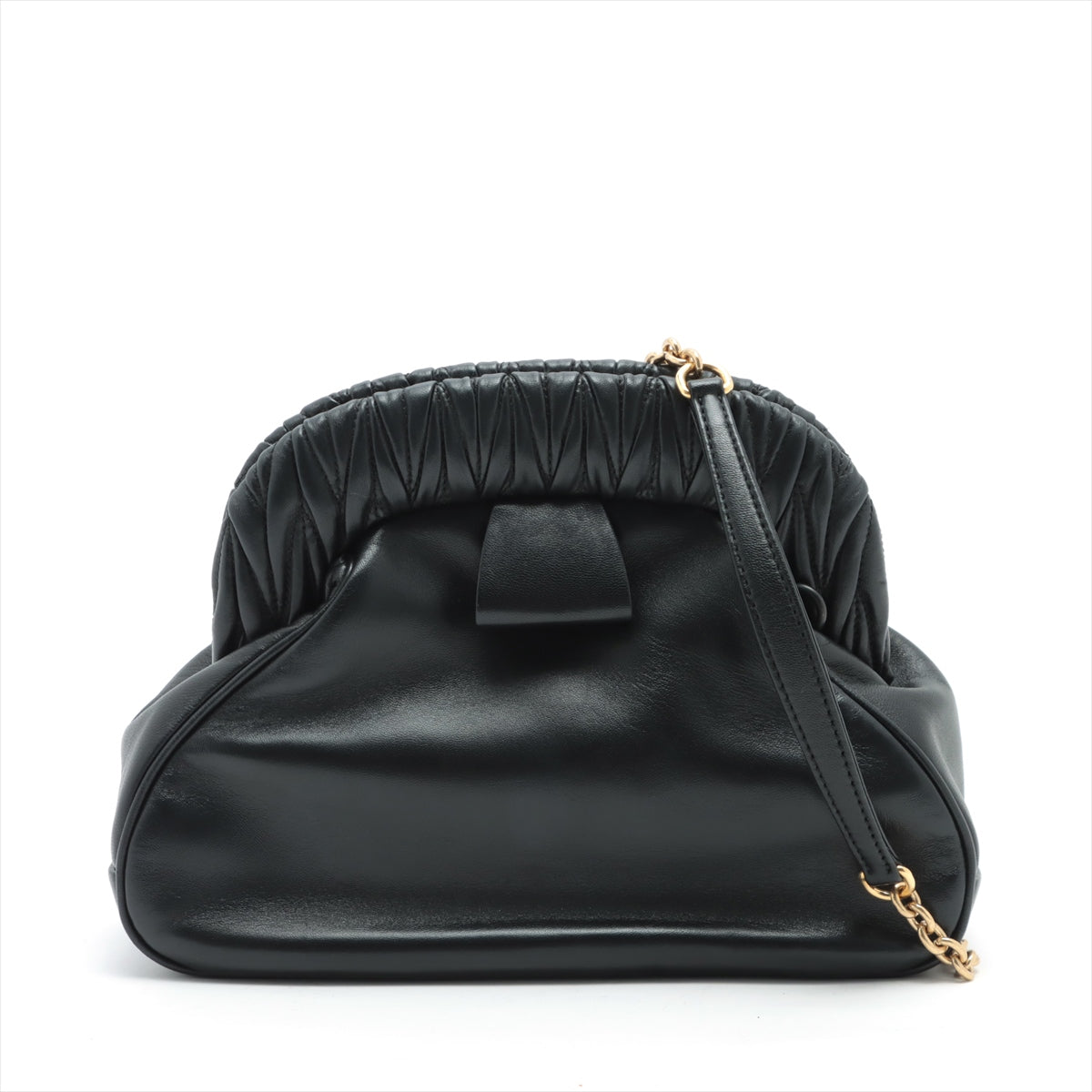 Miu Miu Leather 2 WAY clutch bag Black 5BF110