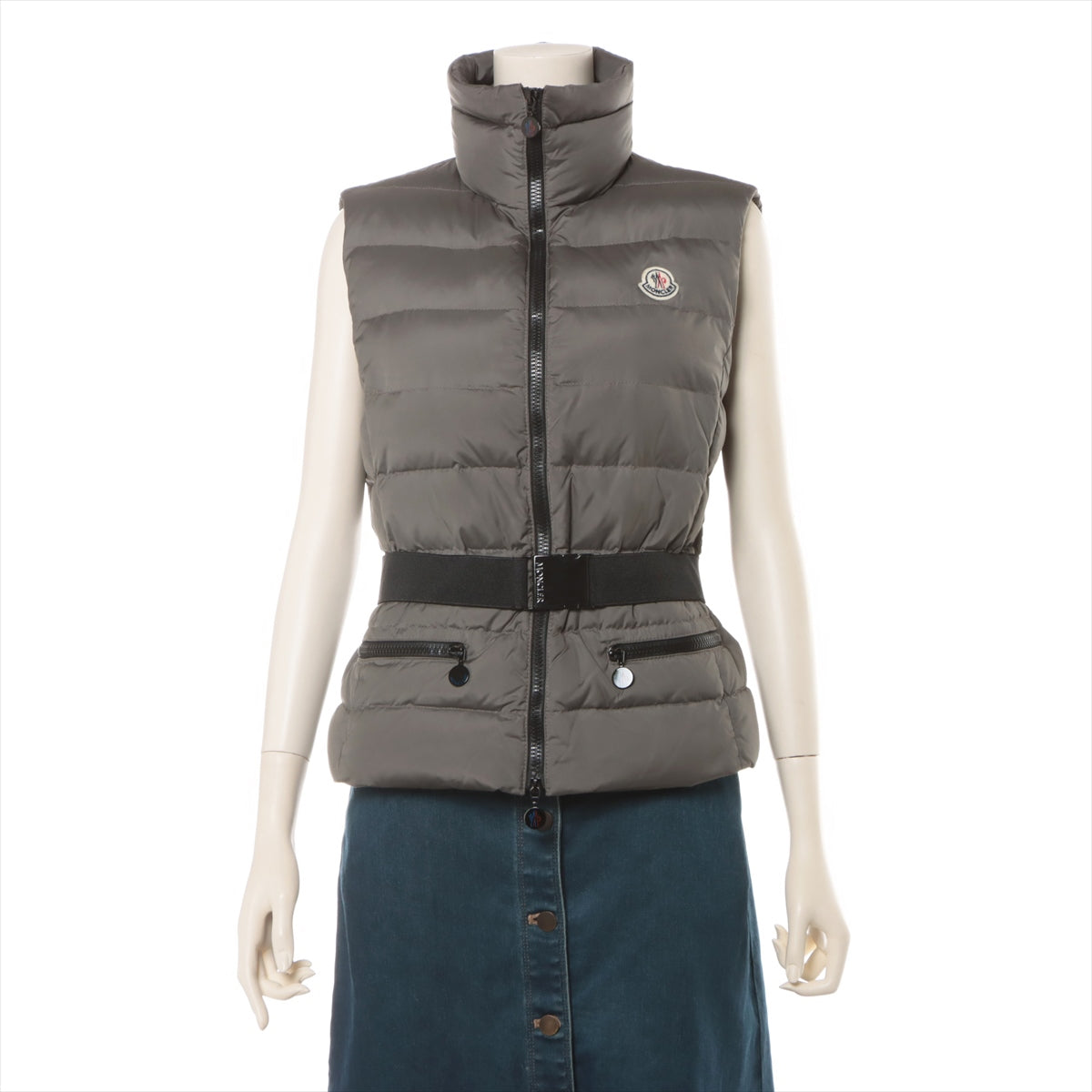 Moncler GAELLE 11 years Polyester & nylon Down vest 1 Grey  Perforated back