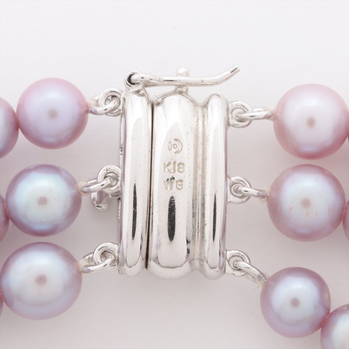 TASAKI Triple Pearls diamond Necklace K18WG Total 53.9 g