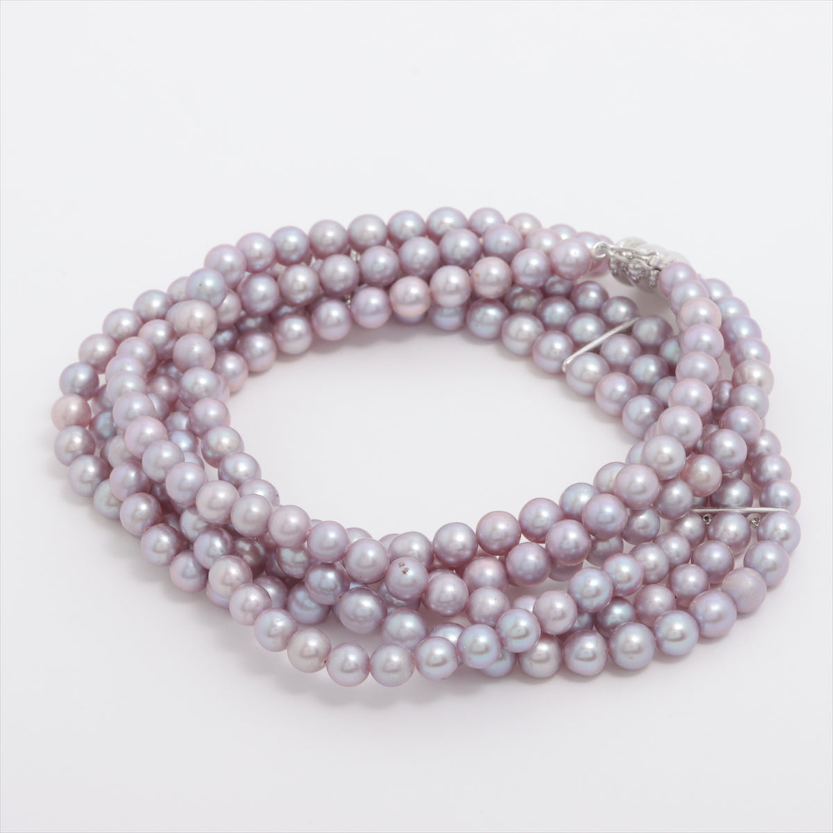 TASAKI Triple Pearls diamond Necklace K18WG Total 53.9 g