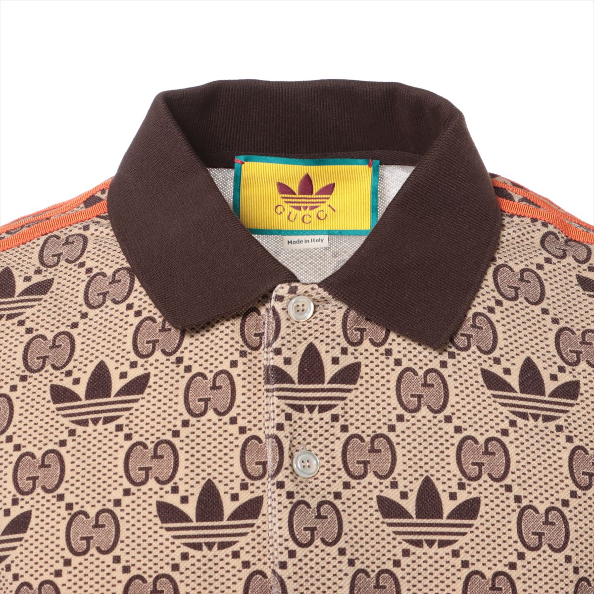 Gucci x adidas GG Cotton Polo shirt XL Men's Brown  Trefoil 700497