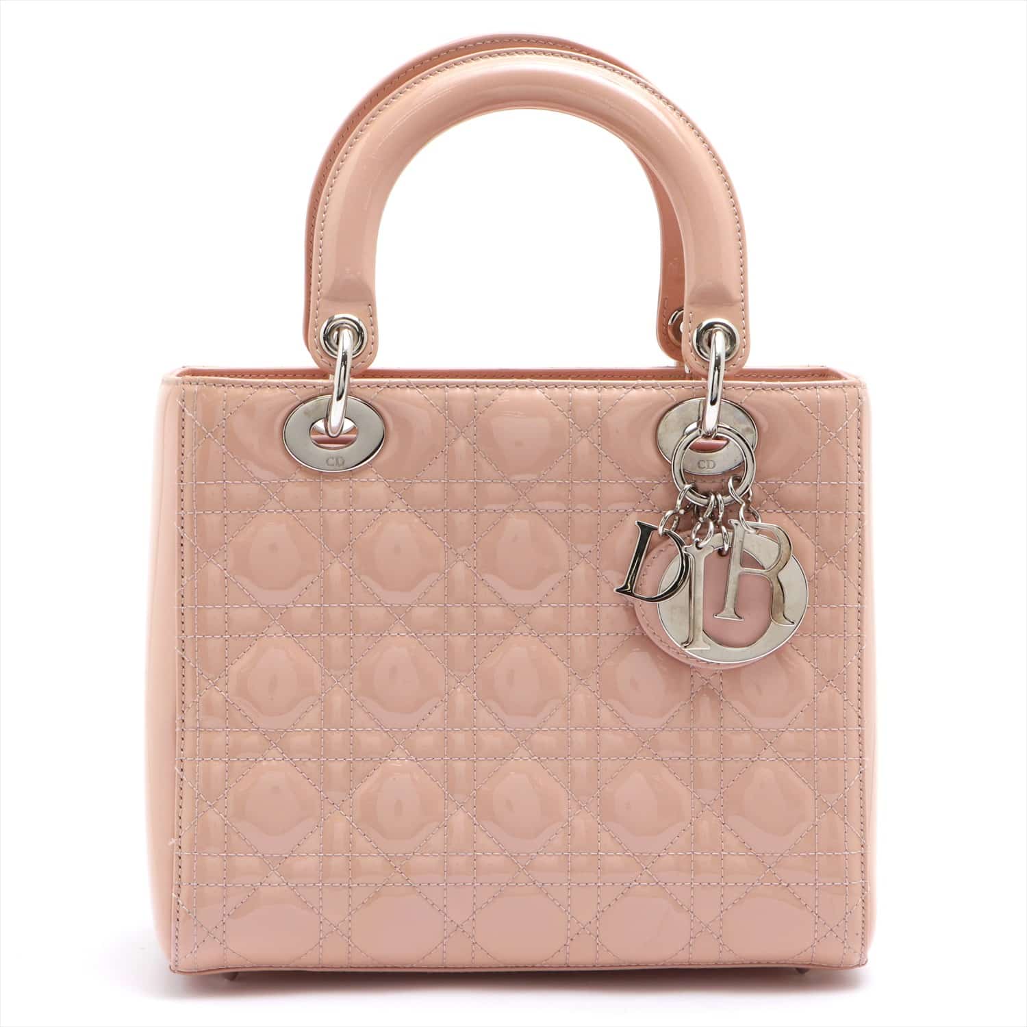 Christian Dior Lady Dior Cannage Patent leather 2way handbag Pink