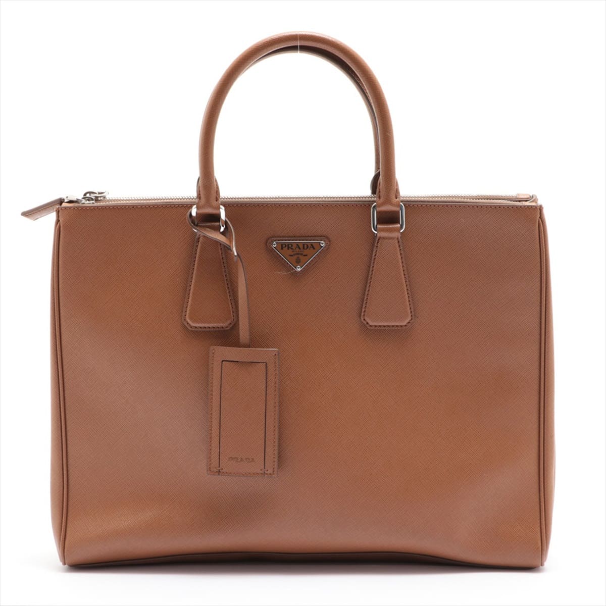 Prada Saffiano Travel Leather Hand bag Brown 2VG061