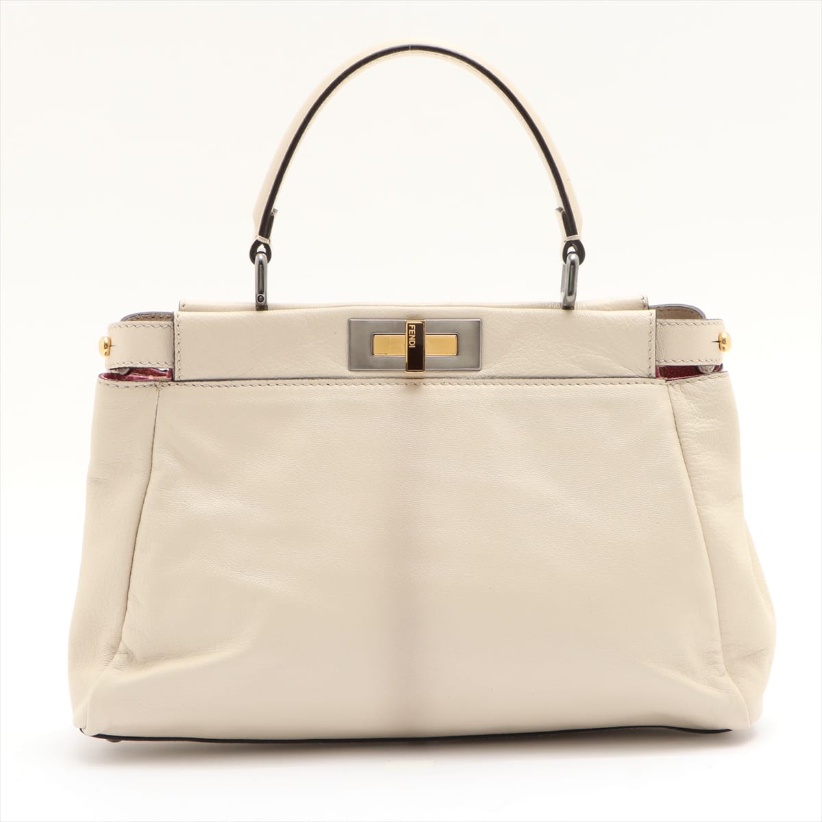 Fendi PEEKABOO REGULAR Leather 2way shoulder bag White