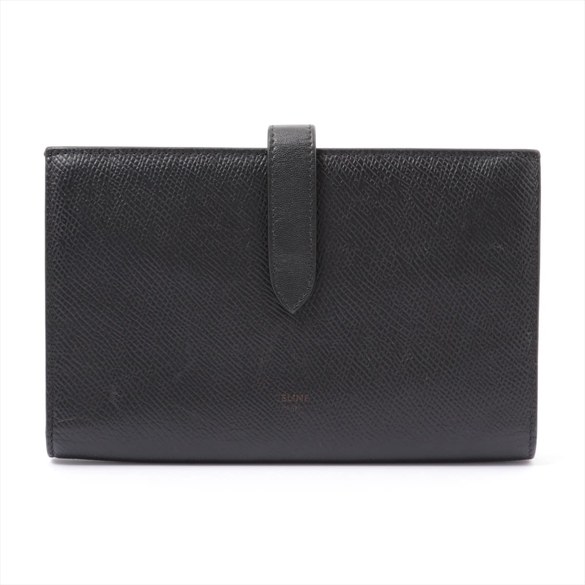 CELINE Strap Large Multifunction Leather Wallet Black