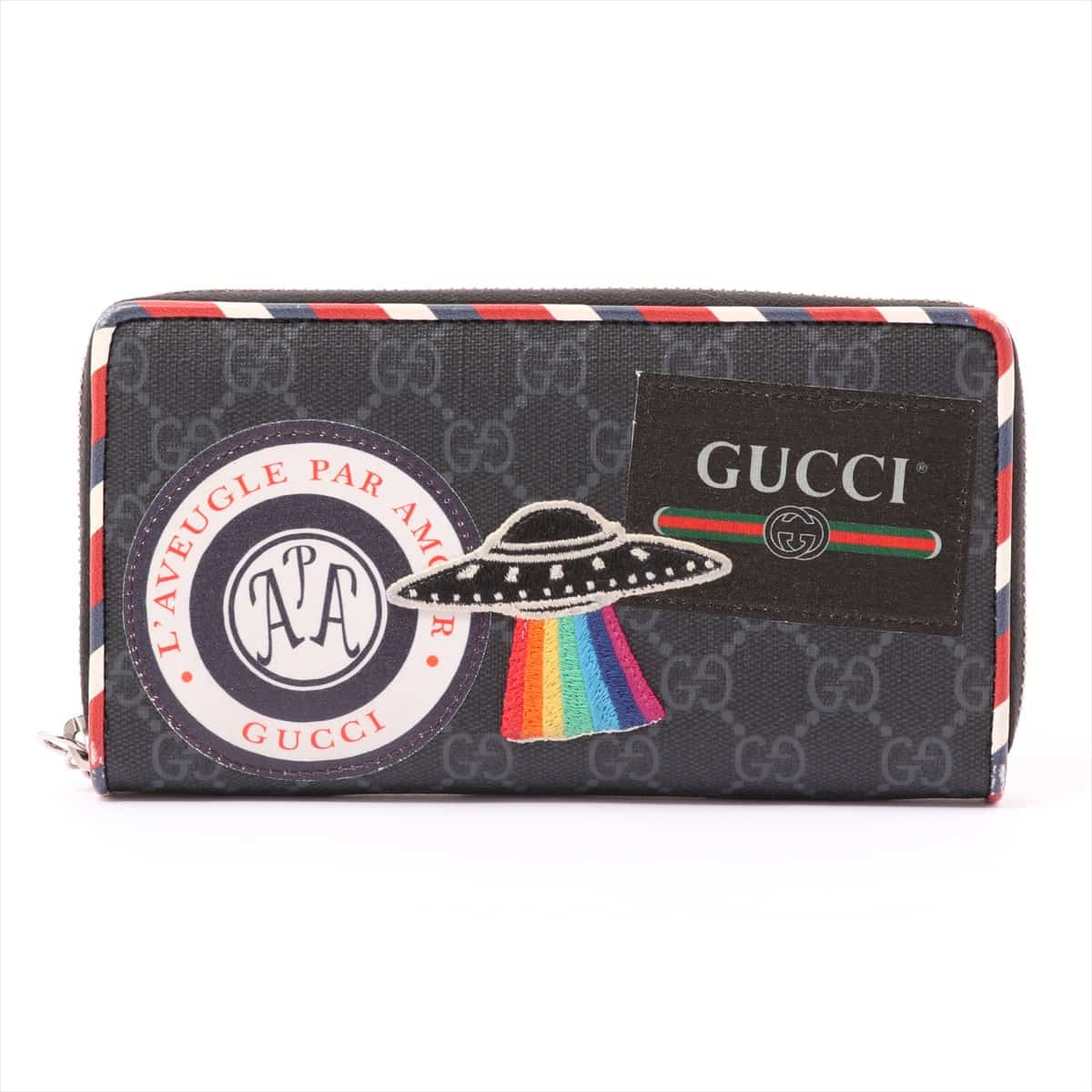 Gucci GG Supreme Courier 496342 Leather Wallet Black