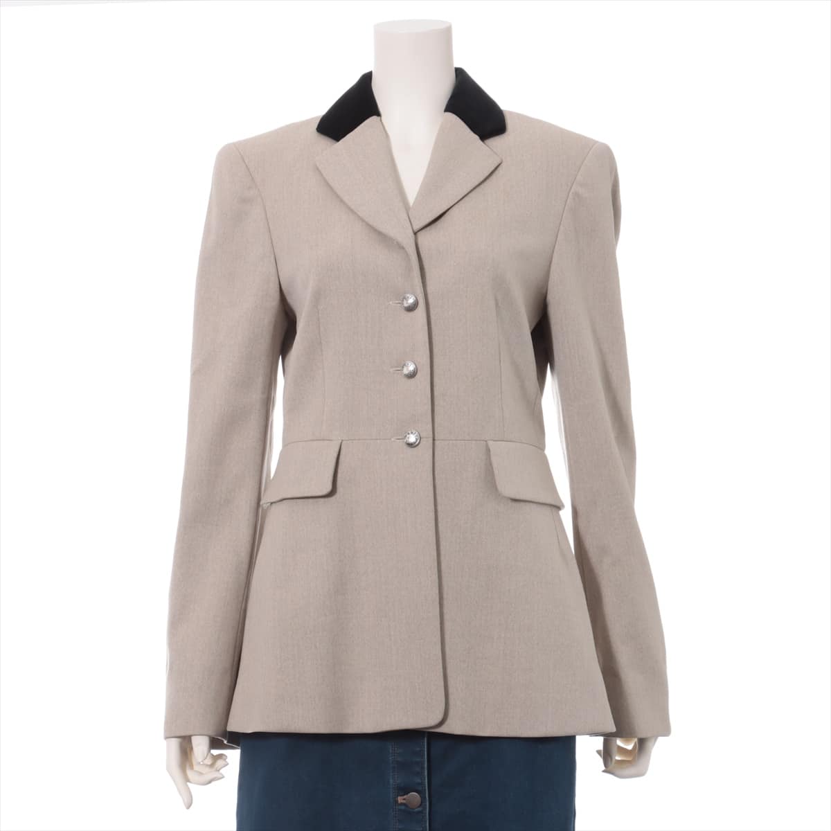 Hermès Wool Jacket 36 Ladies' Grey  Serie button