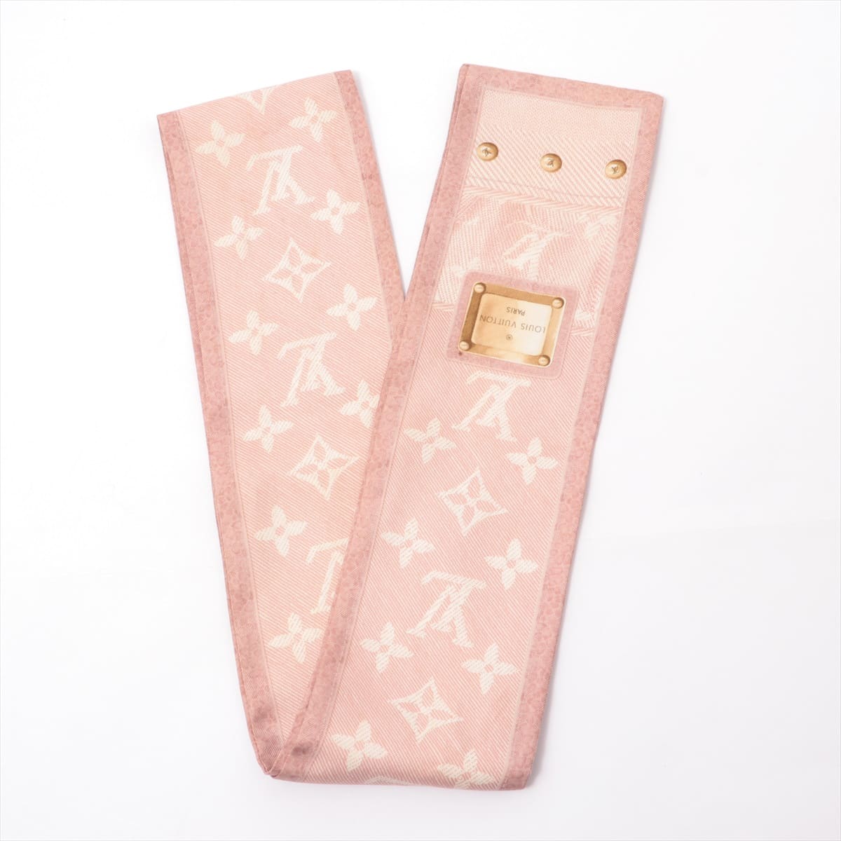 Louis Vuitton M72339 Bandeau New Denim Scarf Silk Pink Stained