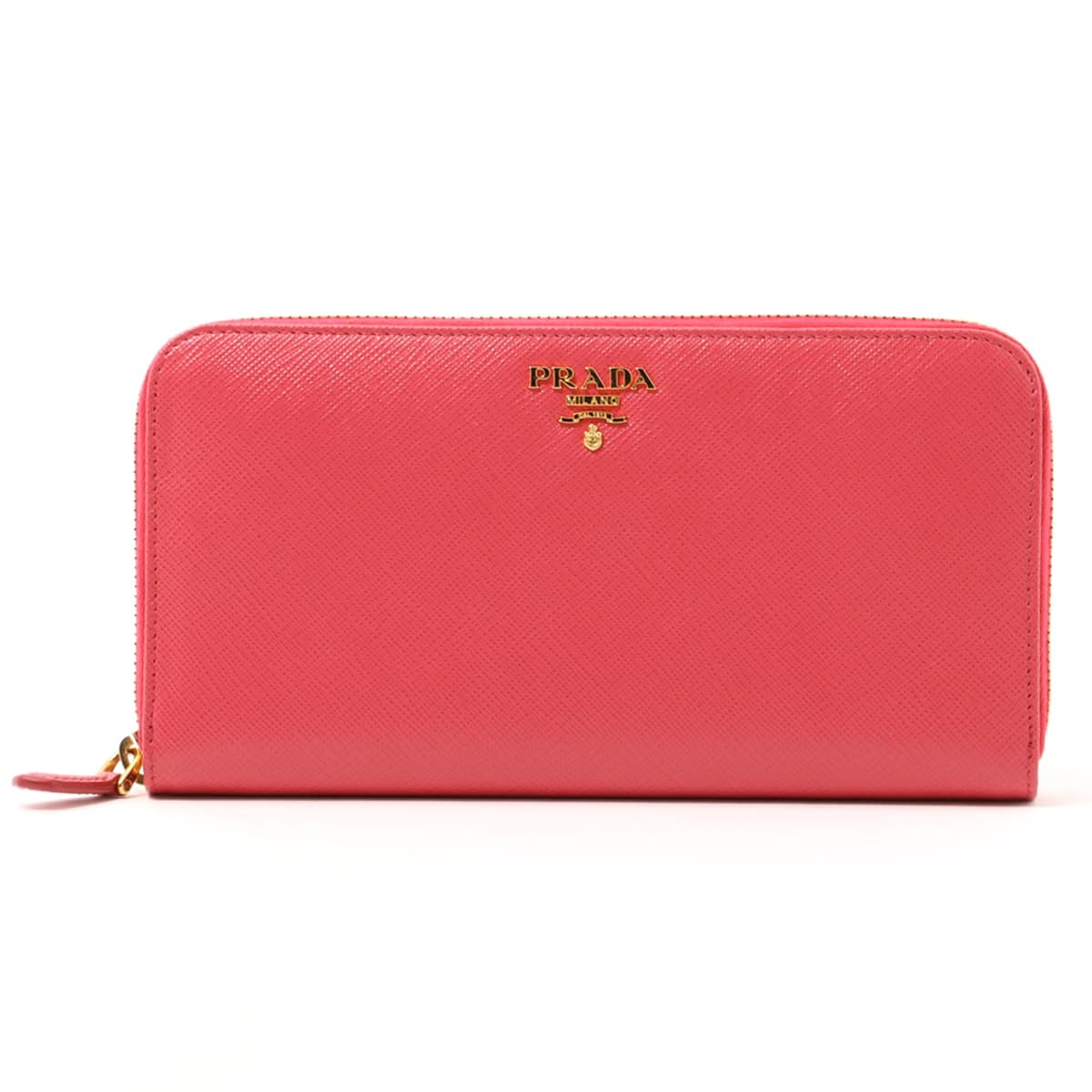 Prada Saffiano 1ML506 Leather Round-Zip-Wallet Pink