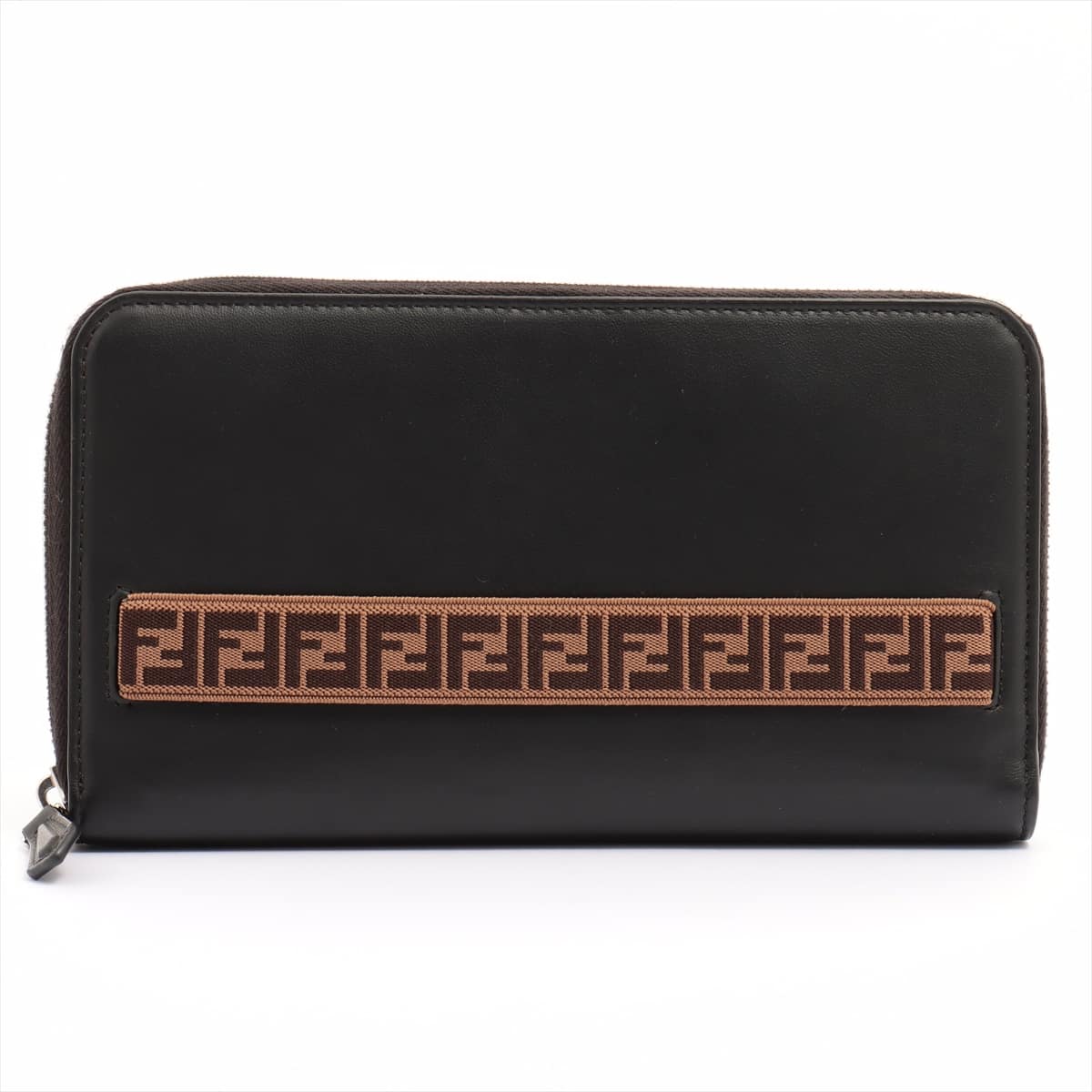 Fendi 7M0276 Leather Round-Zip-Wallet Black