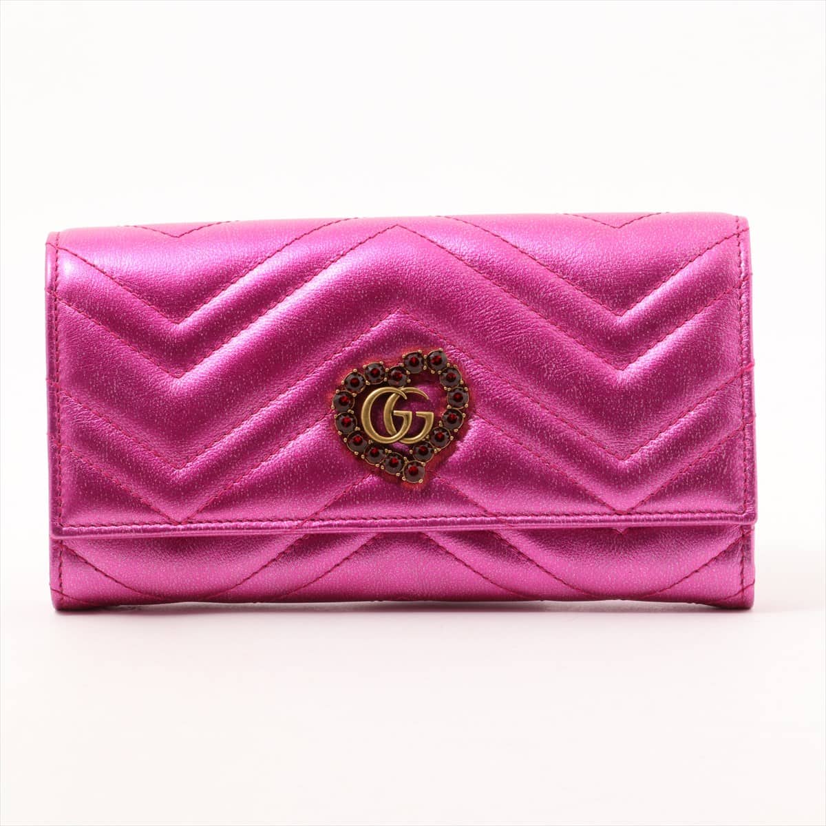 Gucci GG Marmont hearts 549882 Leather Wallet Pink