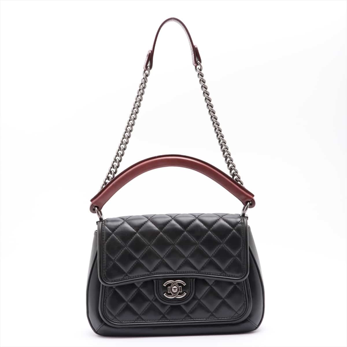 Chanel Coco Mark Lambskin Chain shoulder bag Black Silver Metal fittings 21XXXXXX Steering wheel base solid