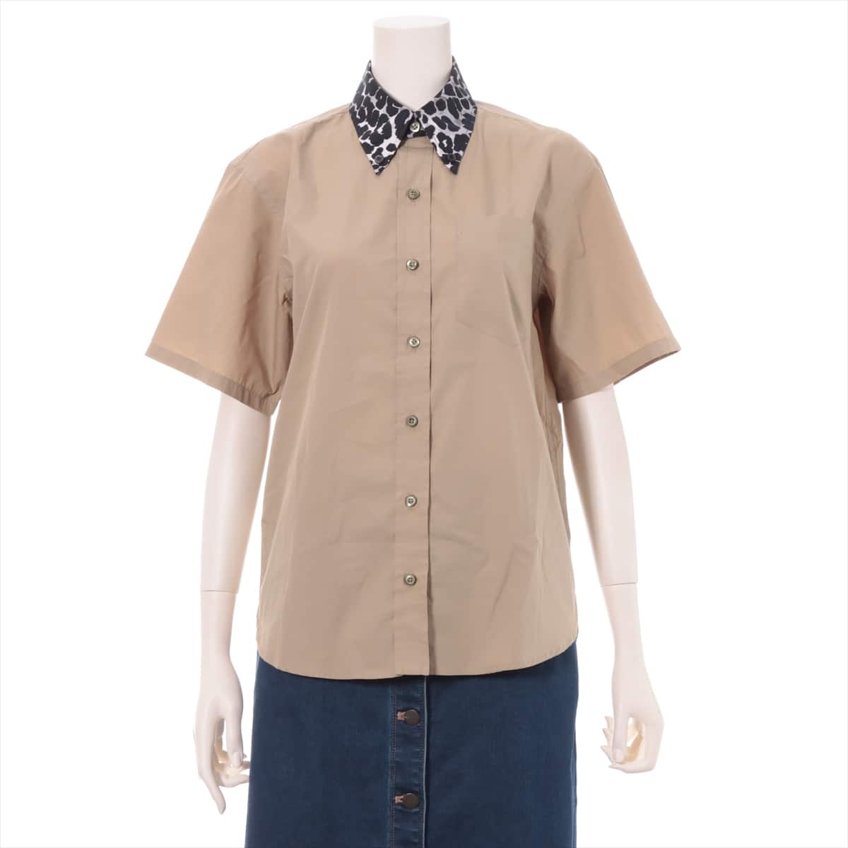 Prada 18 years Cotton Shirt 36 Ladies' Beige  Color switching 3 way shirt