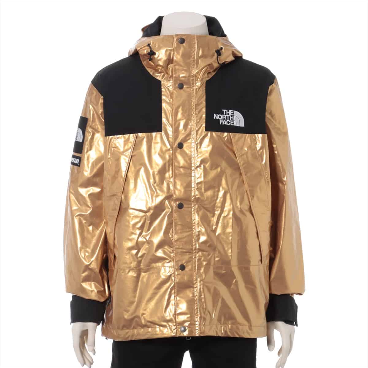 SUPREME × THE NORTH FACE 18SS Nylon Mountain hoodie M Men's Gold  METALLIC MOUNTAIN JACKET NP118011 There is a preservation smell