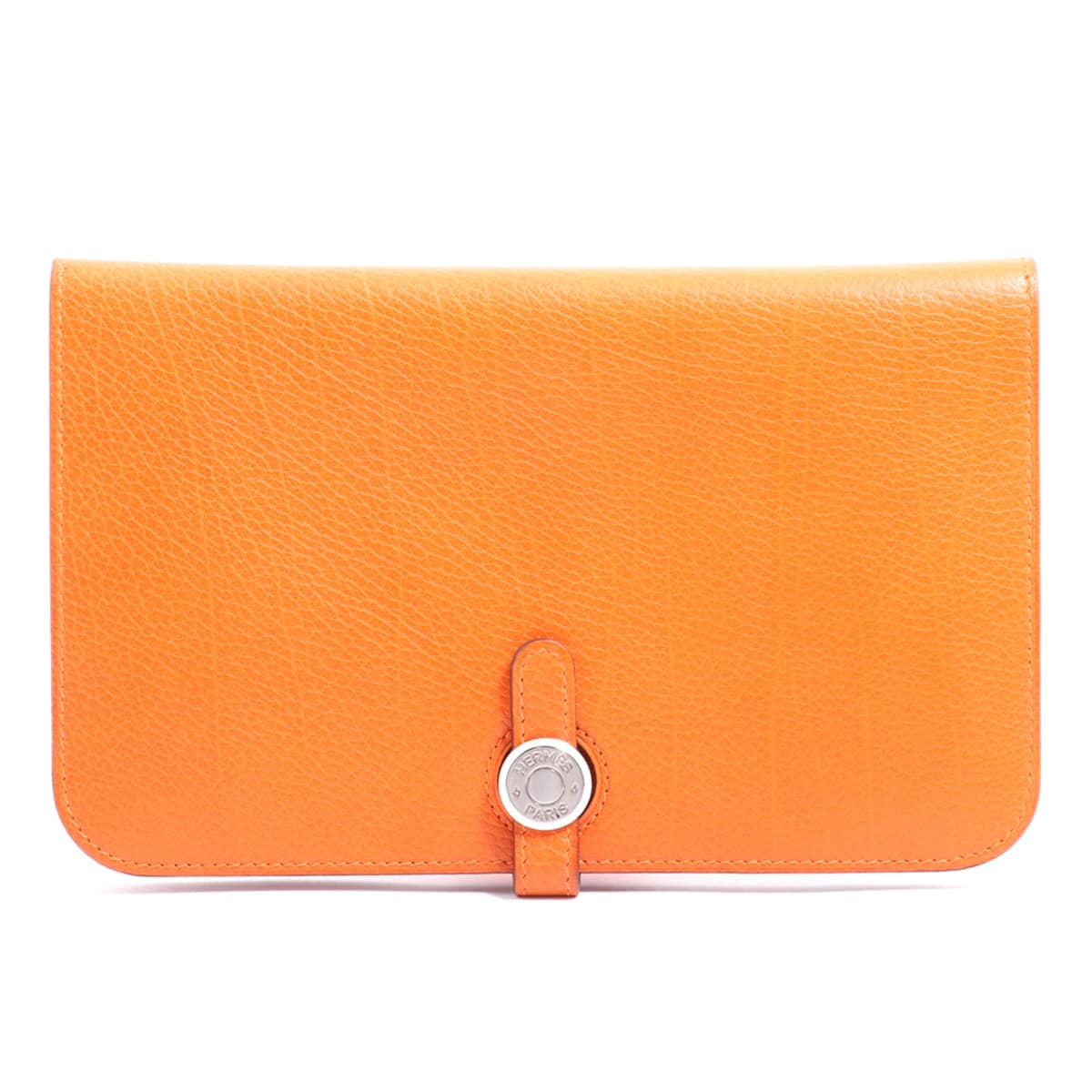 Hermès Dogon GM Togo Wallet Orange Silver Metal fittings □I: 2005