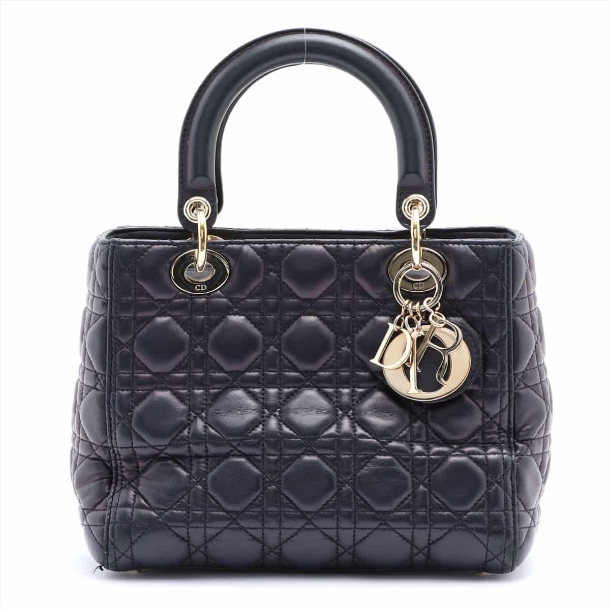 Christian Dior Lady Dior Cannage Leather 2way handbag Navy blue