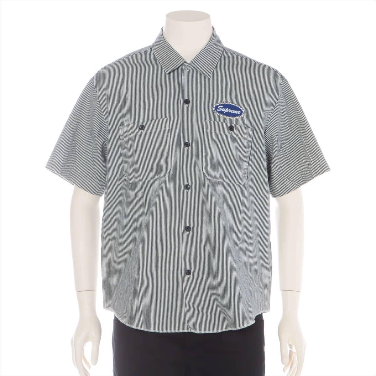 Supreme Cotton Shirt S Men's Grey  Studded Patch S/S Work Shirt
