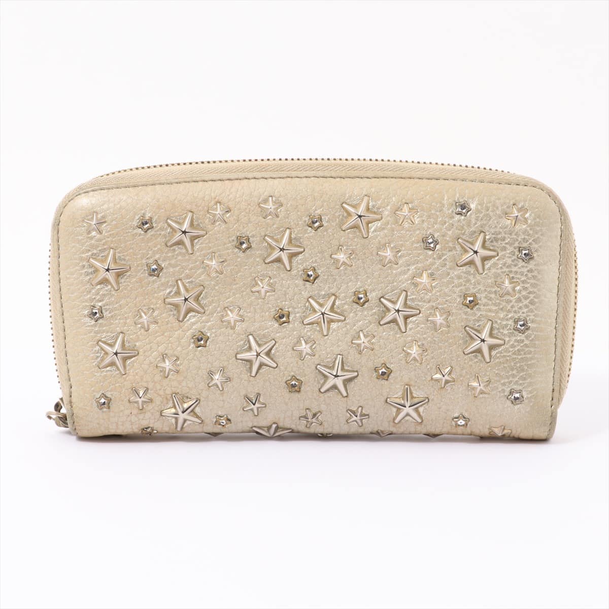 Jimmy Choo Star studs Leather Round-Zip-Wallet Silver