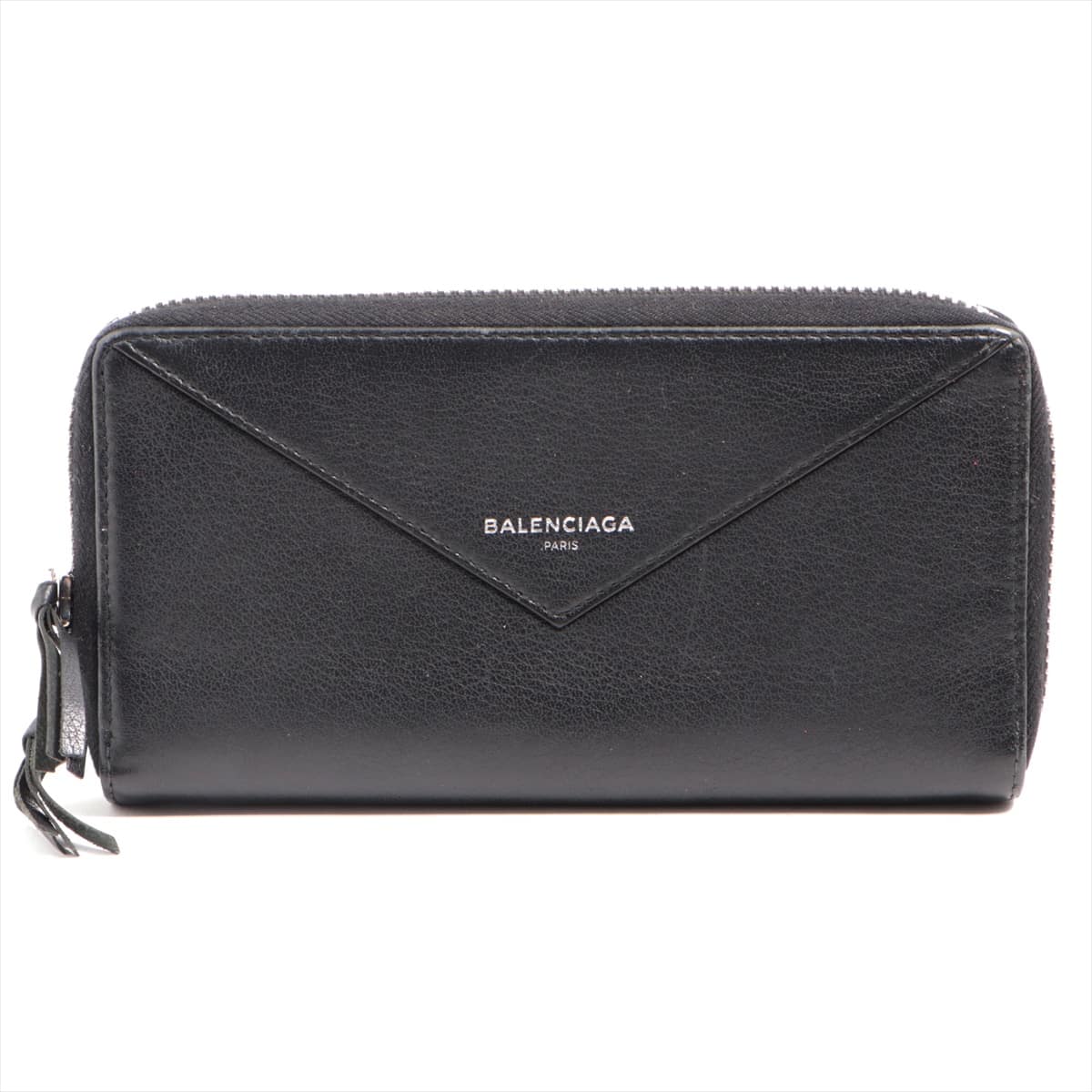 Balenciaga Papier Continental 381226 Leather Round-Zip-Wallet Black