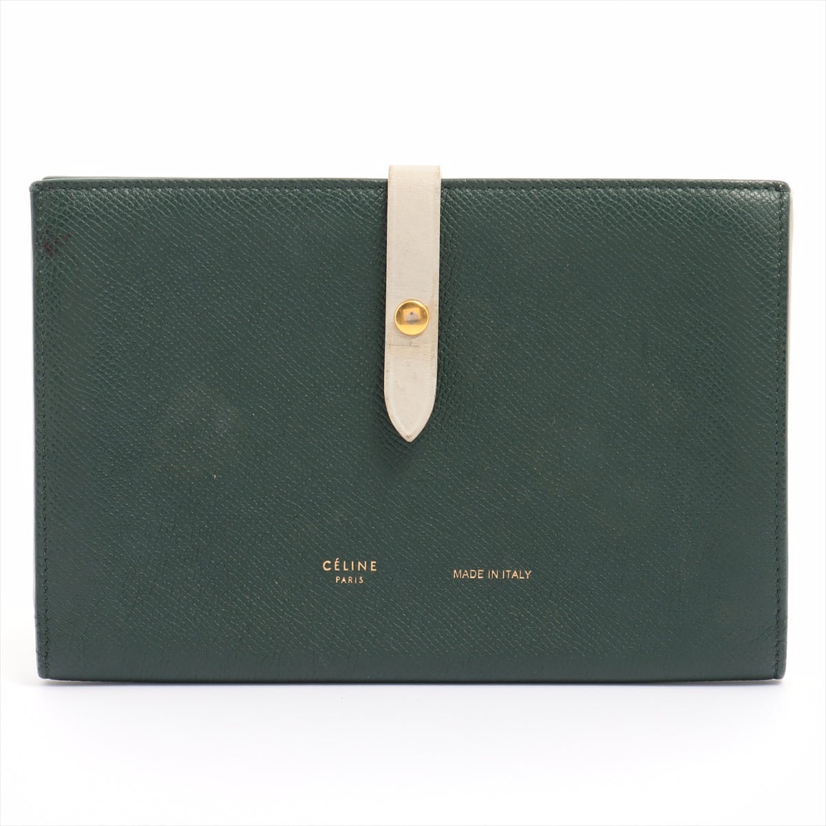 CELINE Strap Large Multifunction Leather Wallet Green