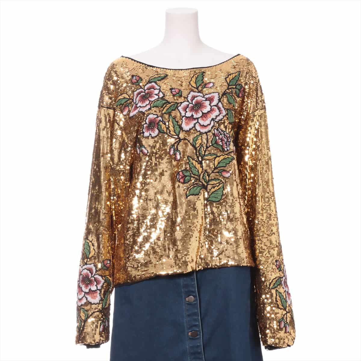 Gucci Sequins Pullover S Ladies' Gold  flower embroidery