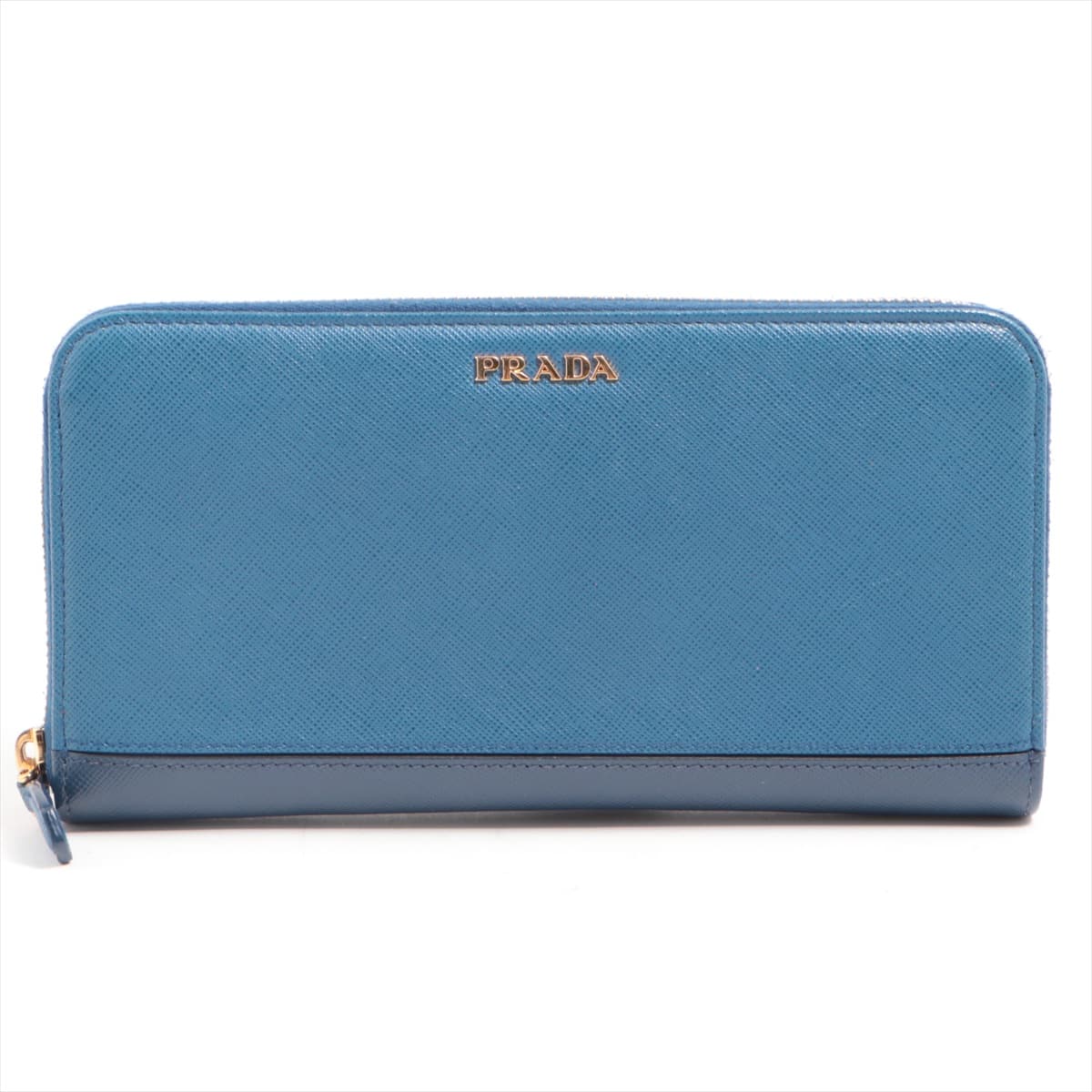 Prada Saffiano 2ML317 Leather Round-Zip-Wallet Blue