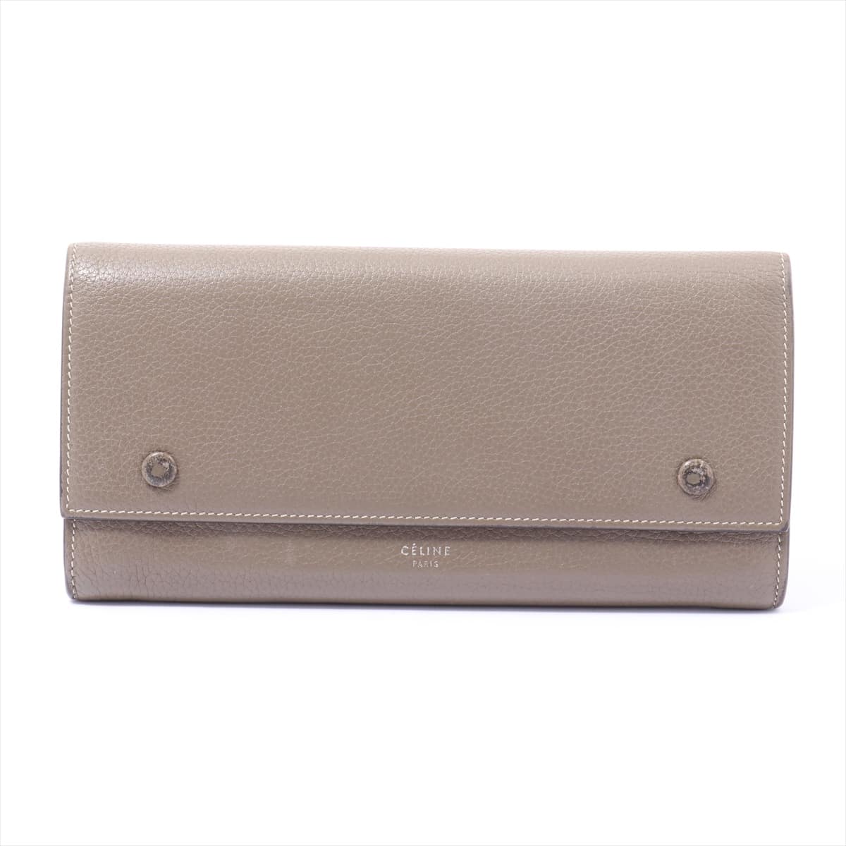 CELINE Large Flap Multi Function Leather Wallet Grey